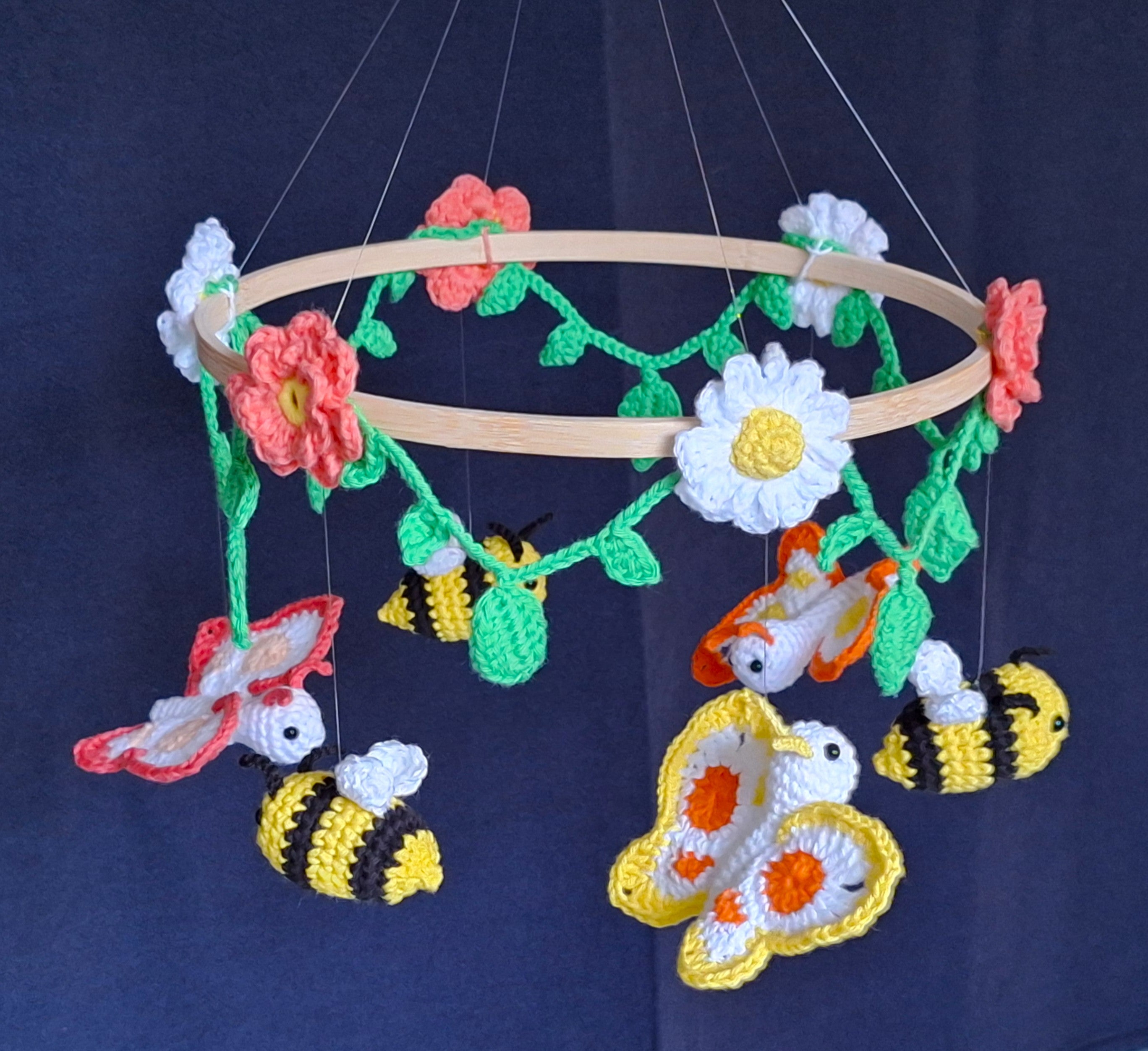 Handmade Crochet Butterfly & Bee Baby Mobile