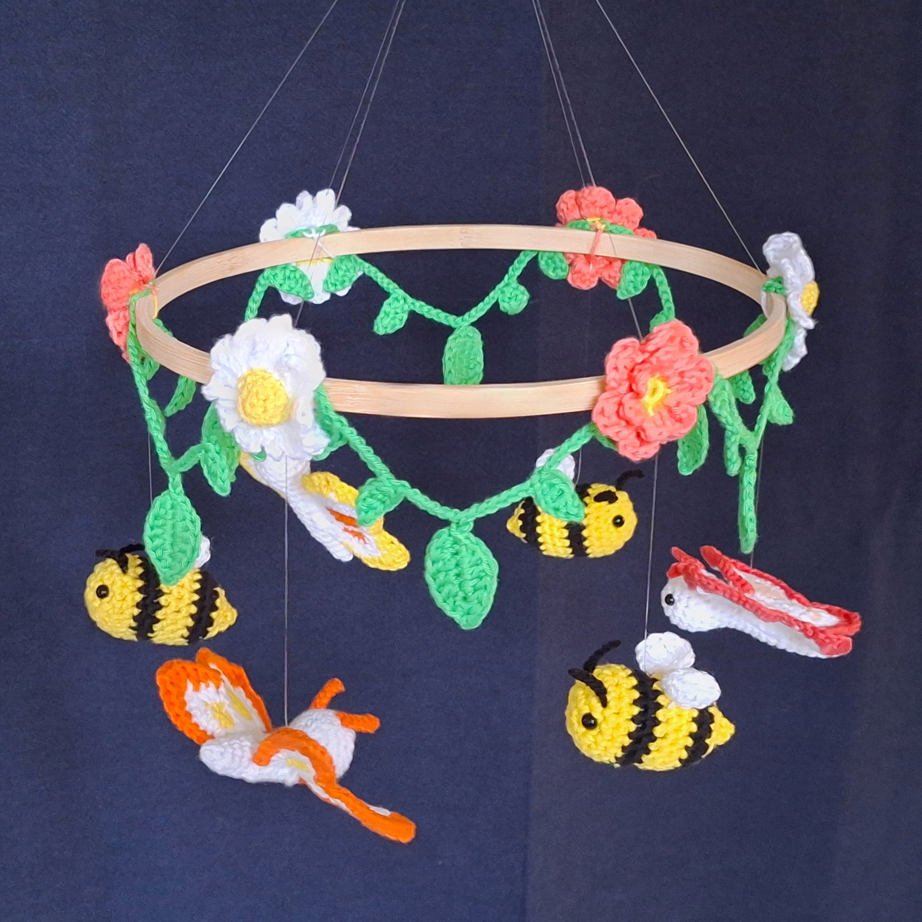 Handmade Crochet Butterfly & Bee Baby Mobile