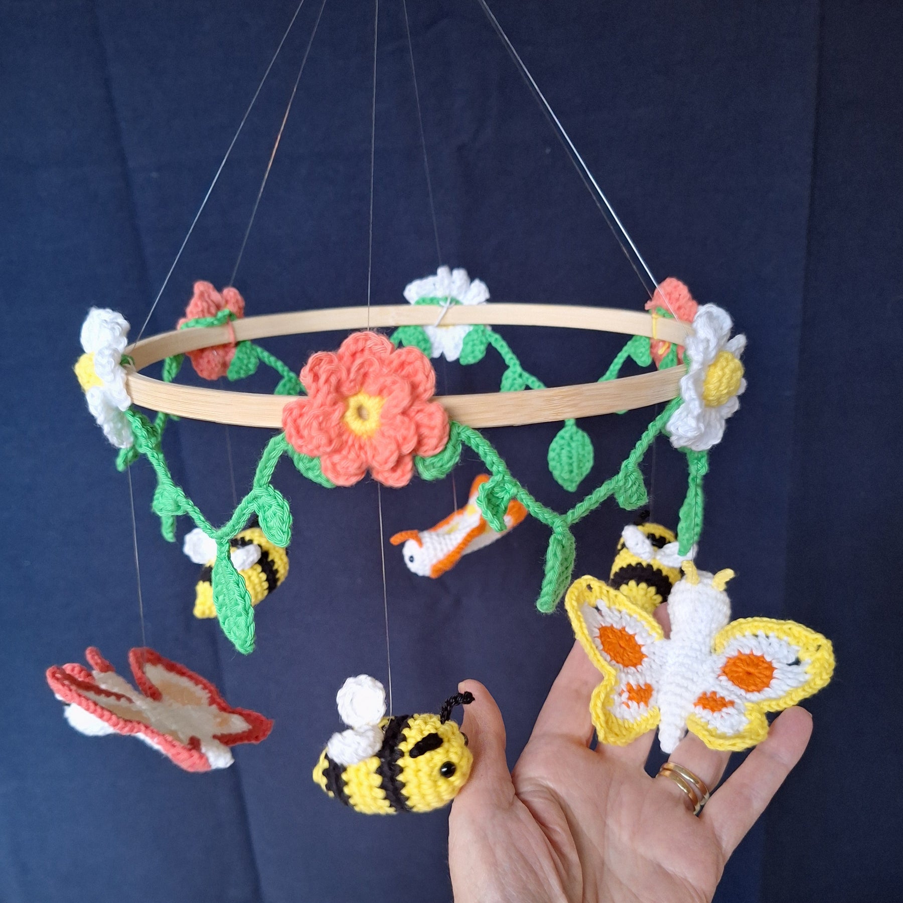 Handmade Crochet Butterfly & Bee Baby Mobile