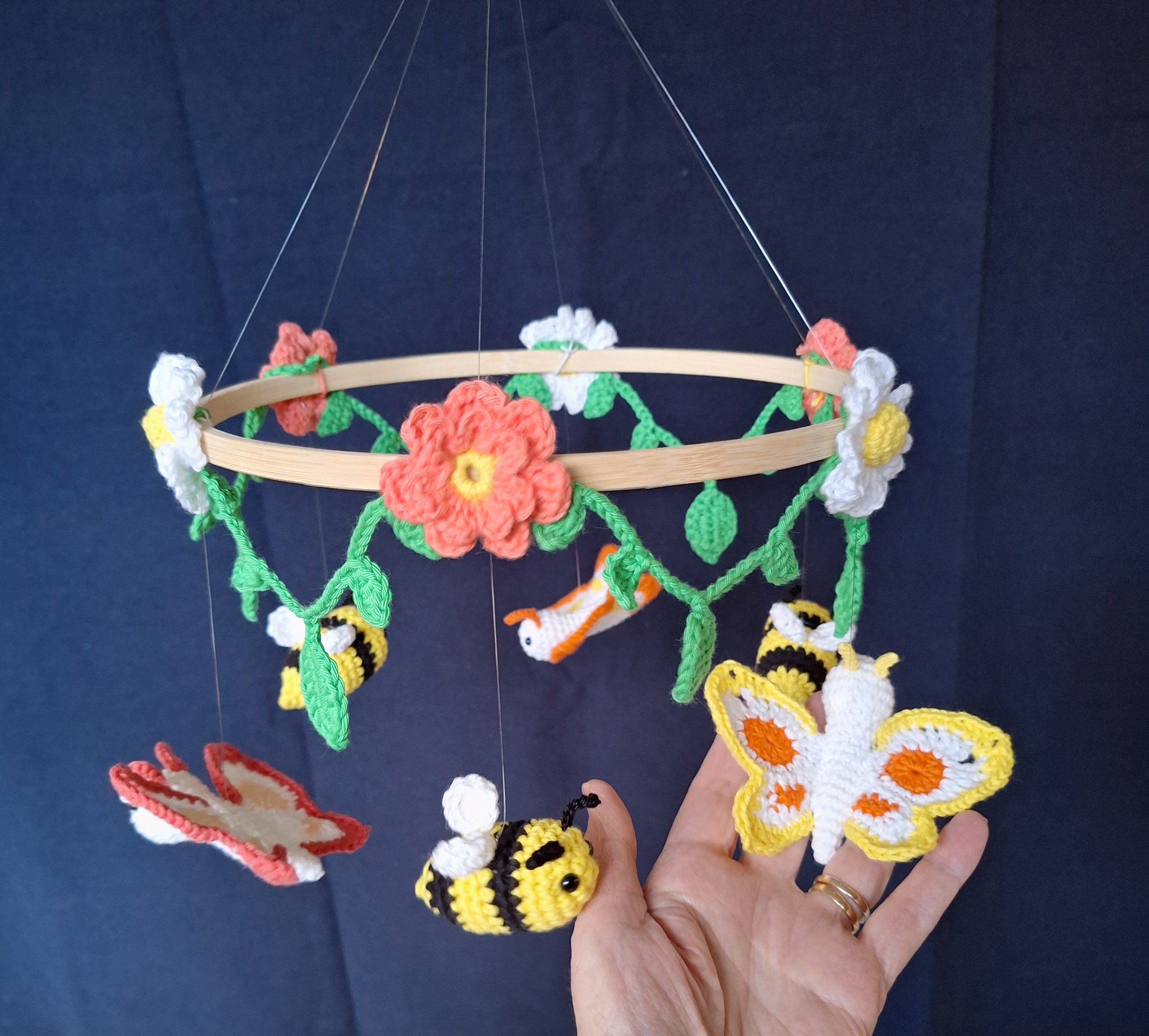 Handmade Crochet Butterfly & Bee Baby Mobile