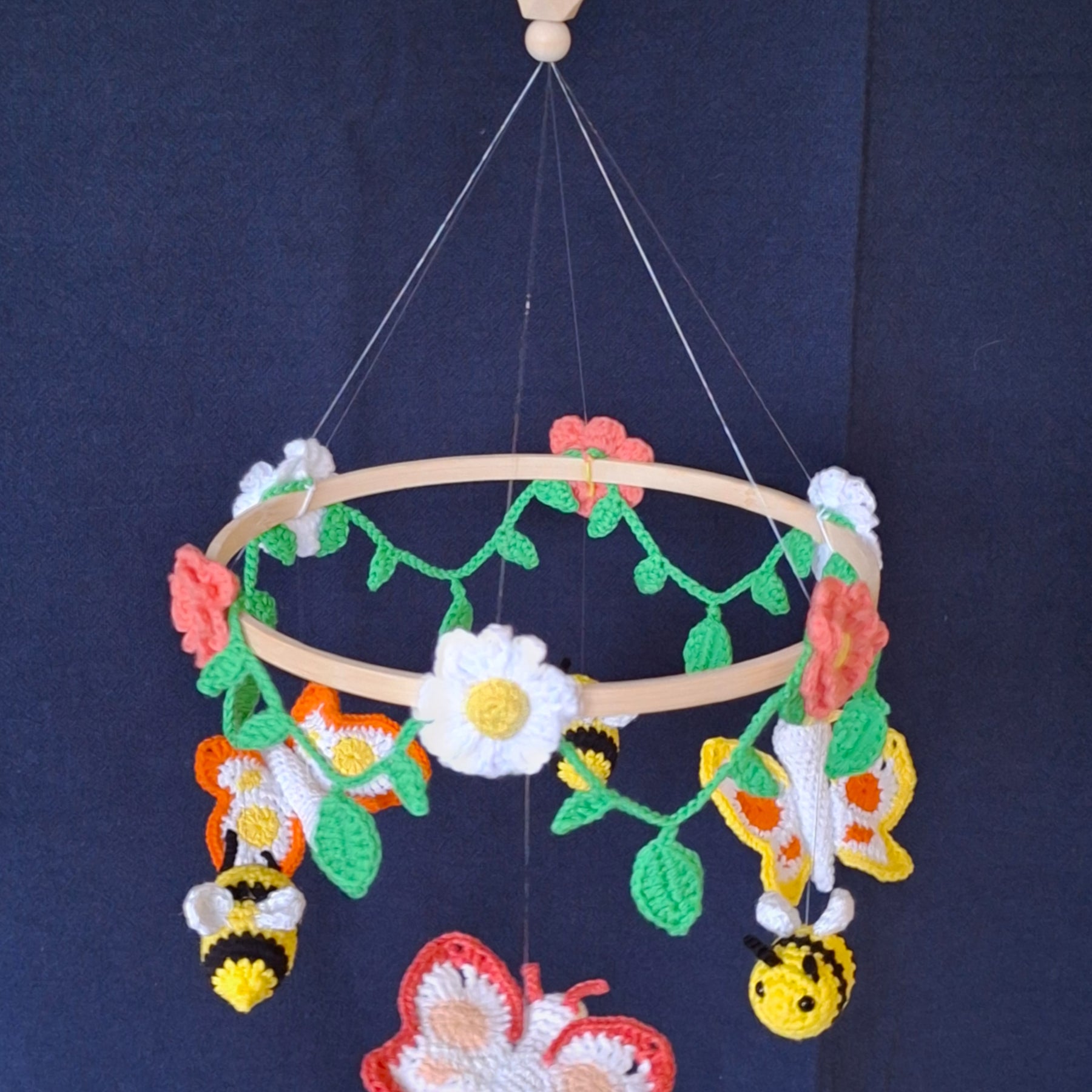Handmade Crochet Butterfly & Bee Baby Mobile