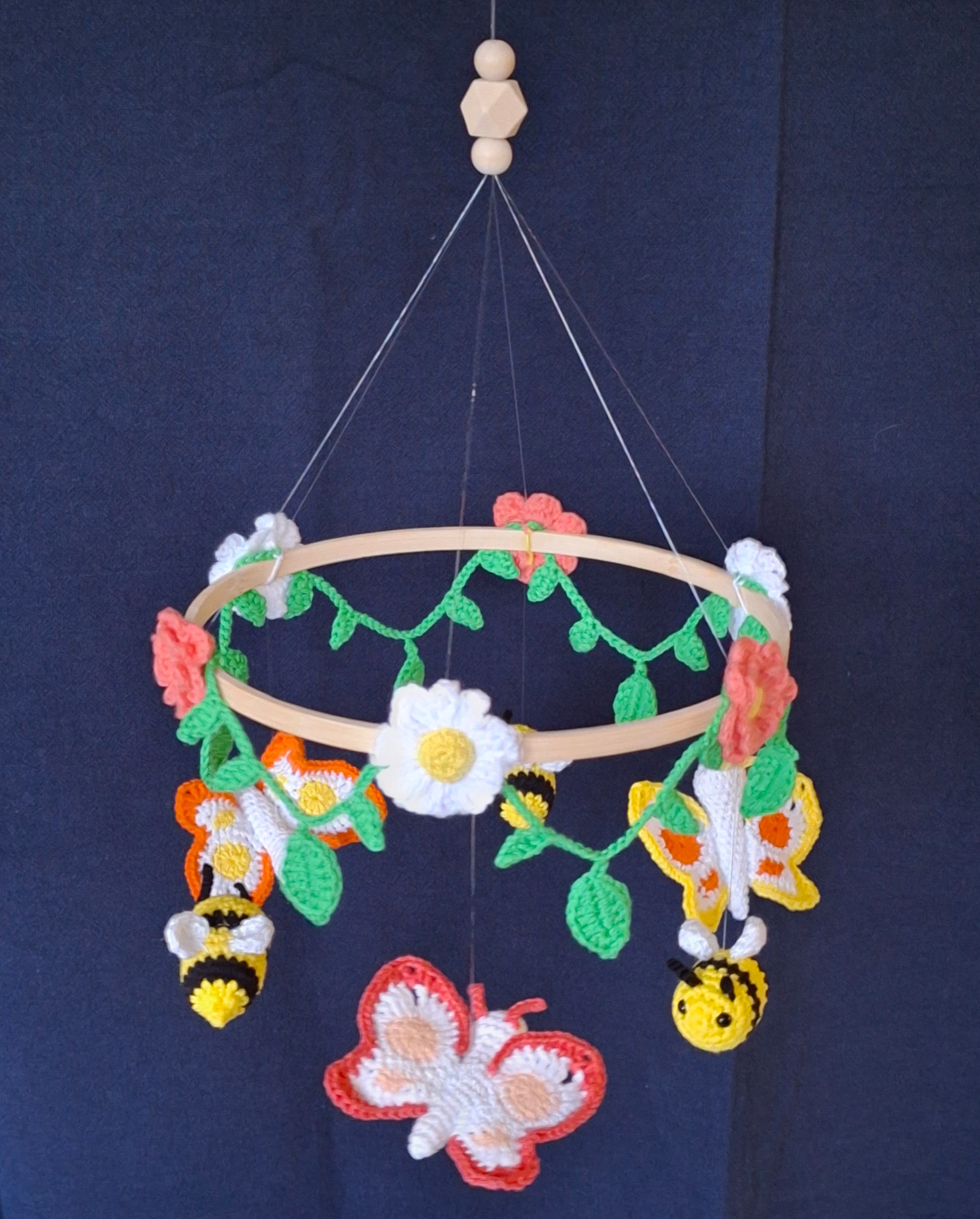 Handmade Crochet Butterfly & Bee Baby Mobile
