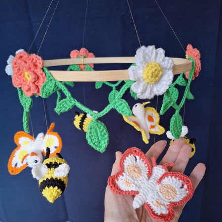 Handmade Crochet Butterfly & Bee Baby Mobile
