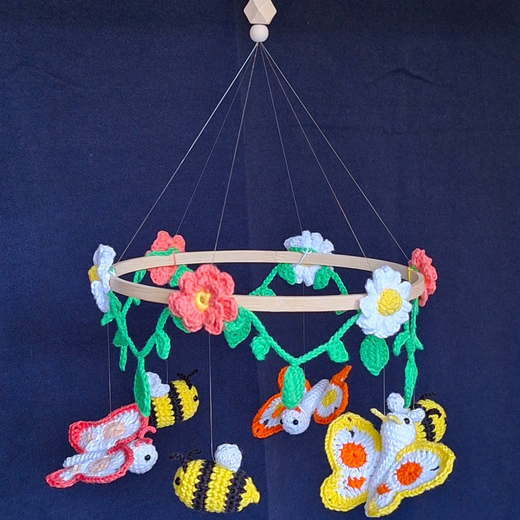 Handmade Crochet Butterfly & Bee Baby Mobile