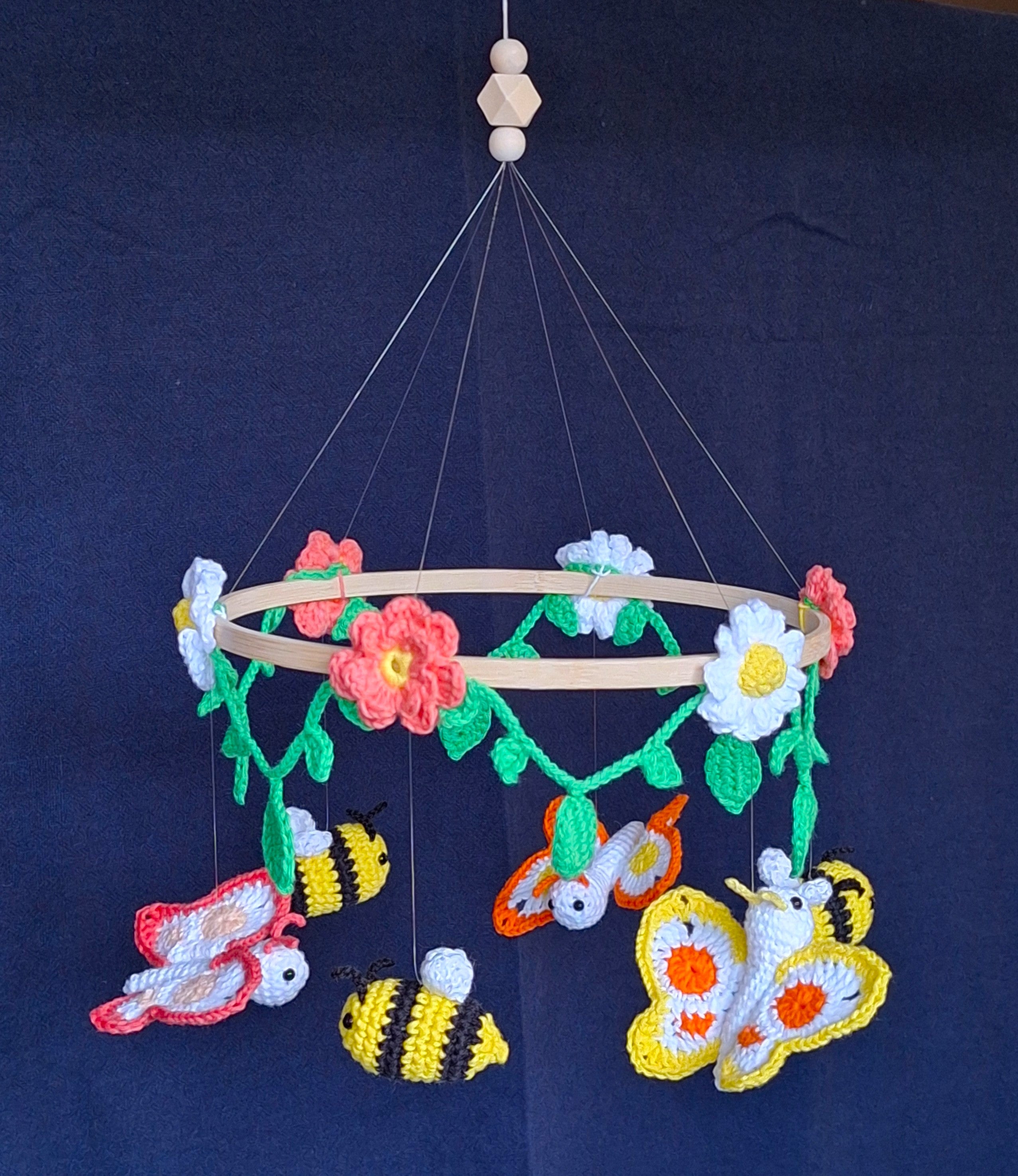 Handmade Crochet Butterfly & Bee Baby Mobile