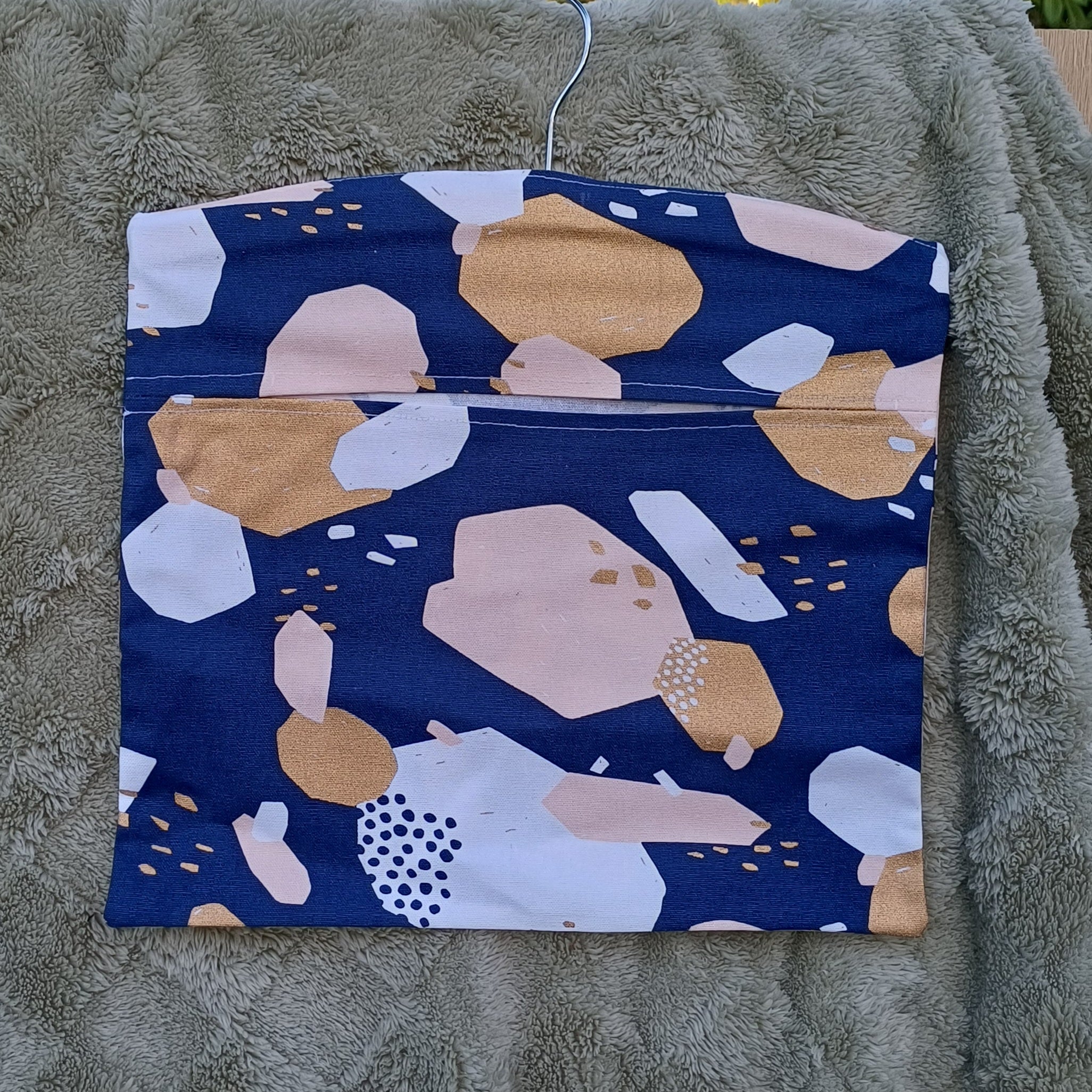 Peg Bag - Navy Pink Gold Design