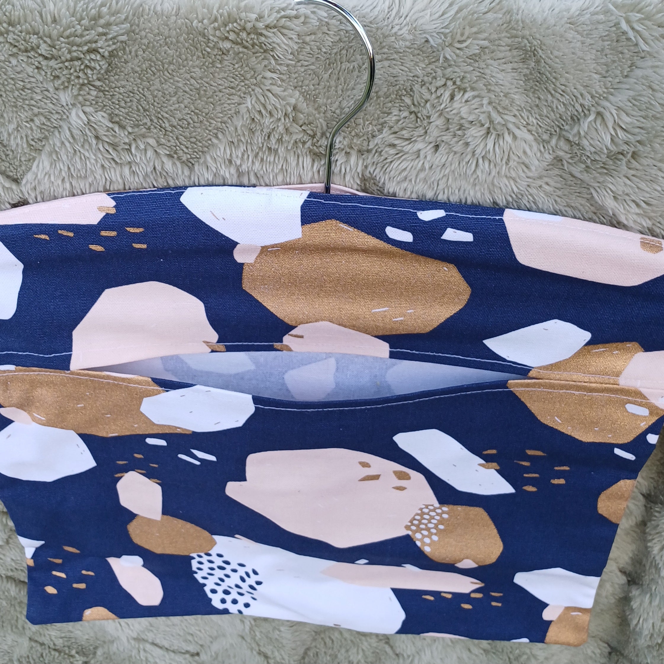 Peg Bag - Navy Pink Gold Design