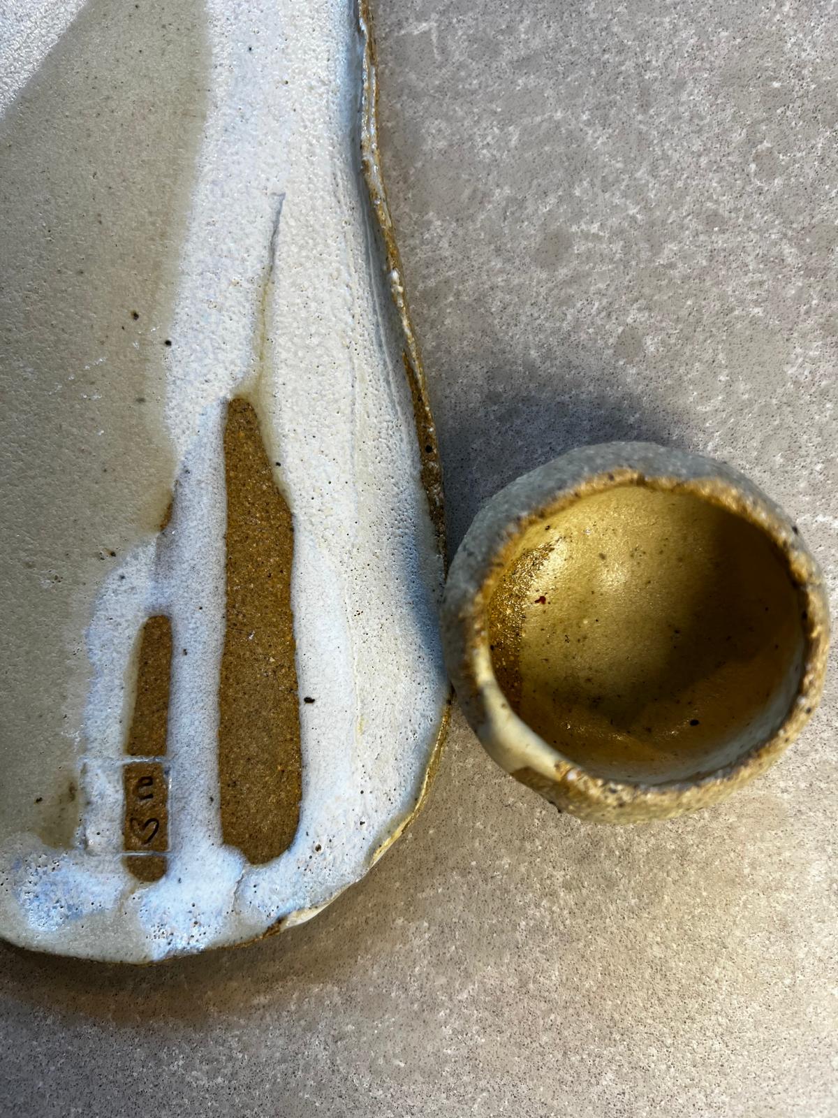 Handmade Ceramic Olive Serving Tray and Pip Bowl