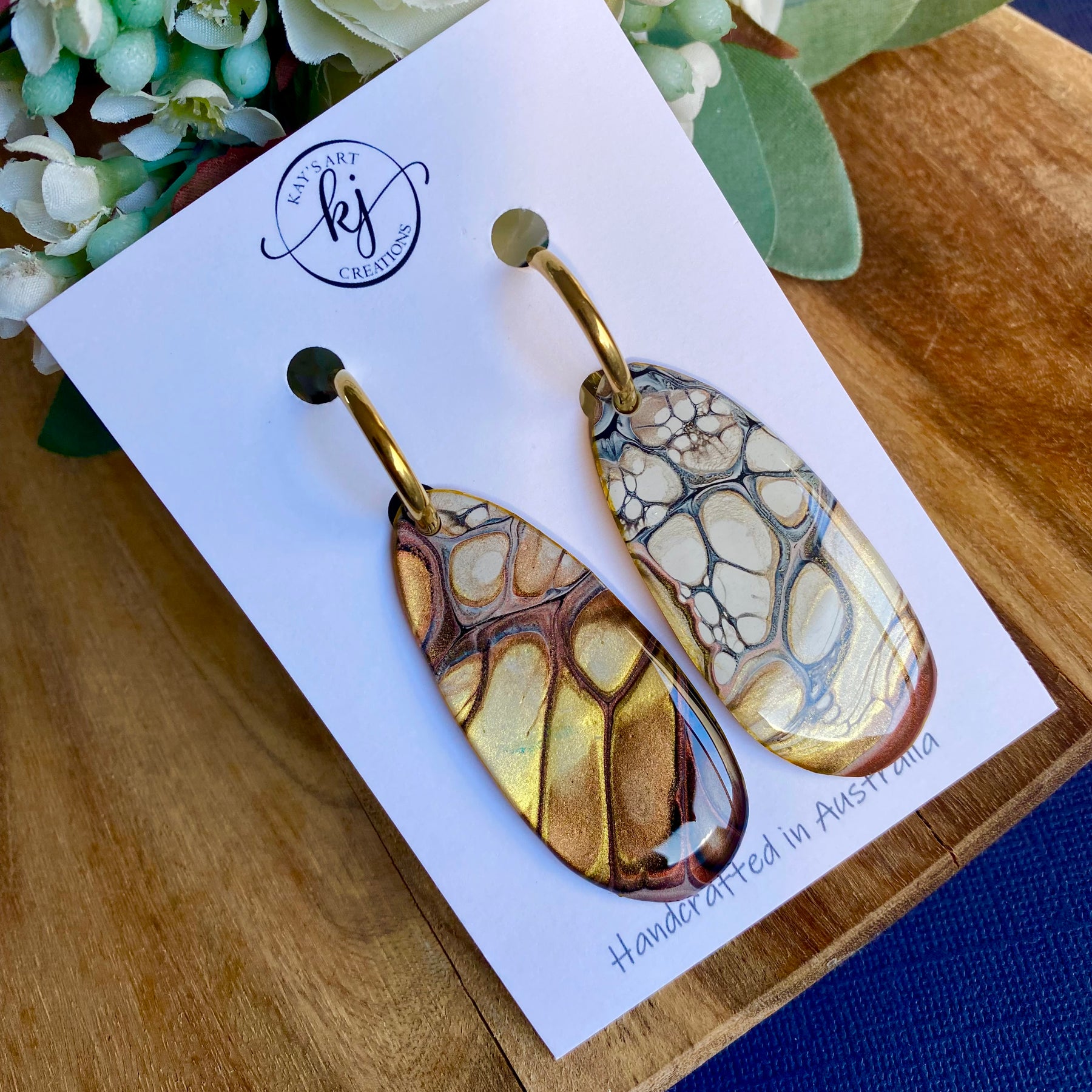 Chocolate Copper and Gold Hoop Earrings