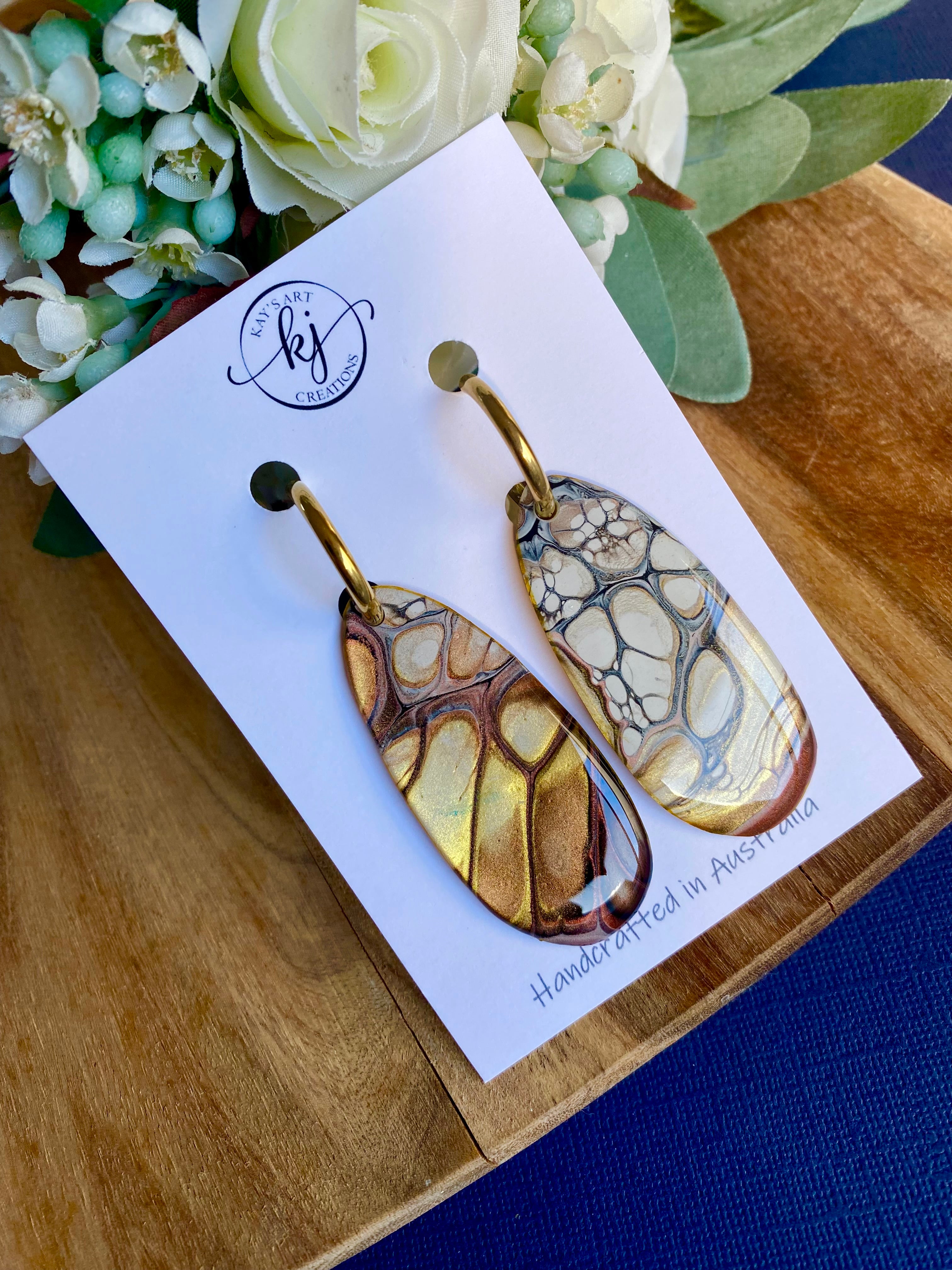 Chocolate Copper and Gold Hoop Earrings
