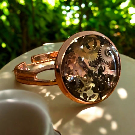 Steampunk watch parts ring (available in 2 metals)