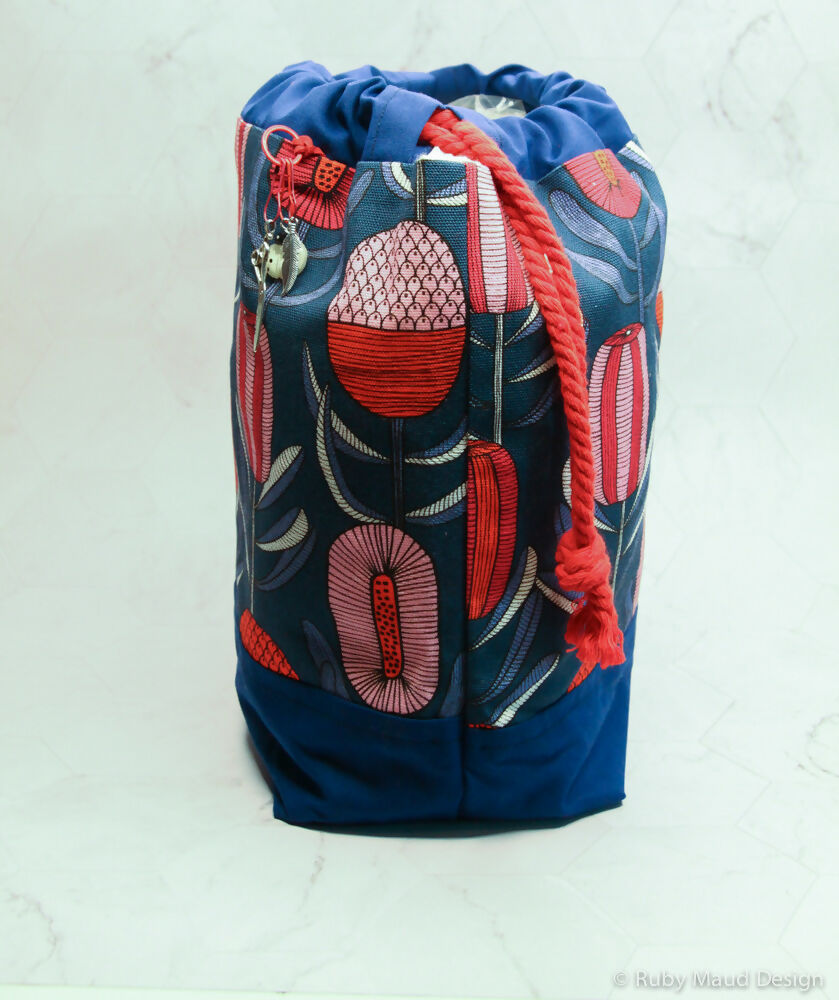 Large Knitting Project Bag - Red Banksia