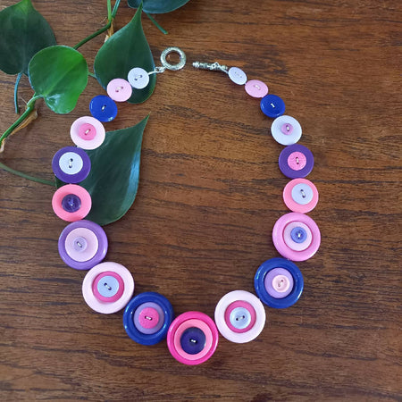 Button necklace - Think Pink