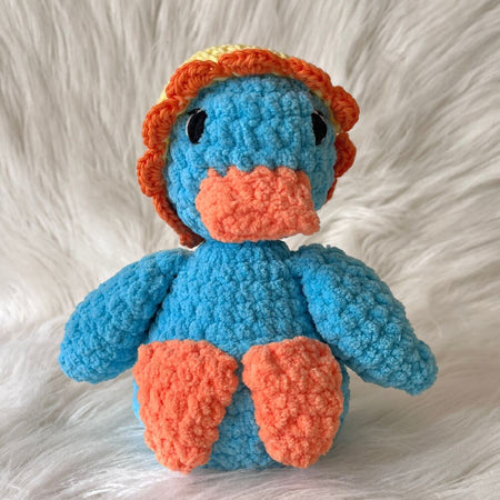 Crochet Duck, Duck Plushie - Blue