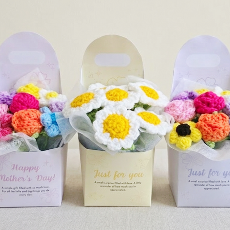 Mini Bloom Box - Crochet Flower Bouquet