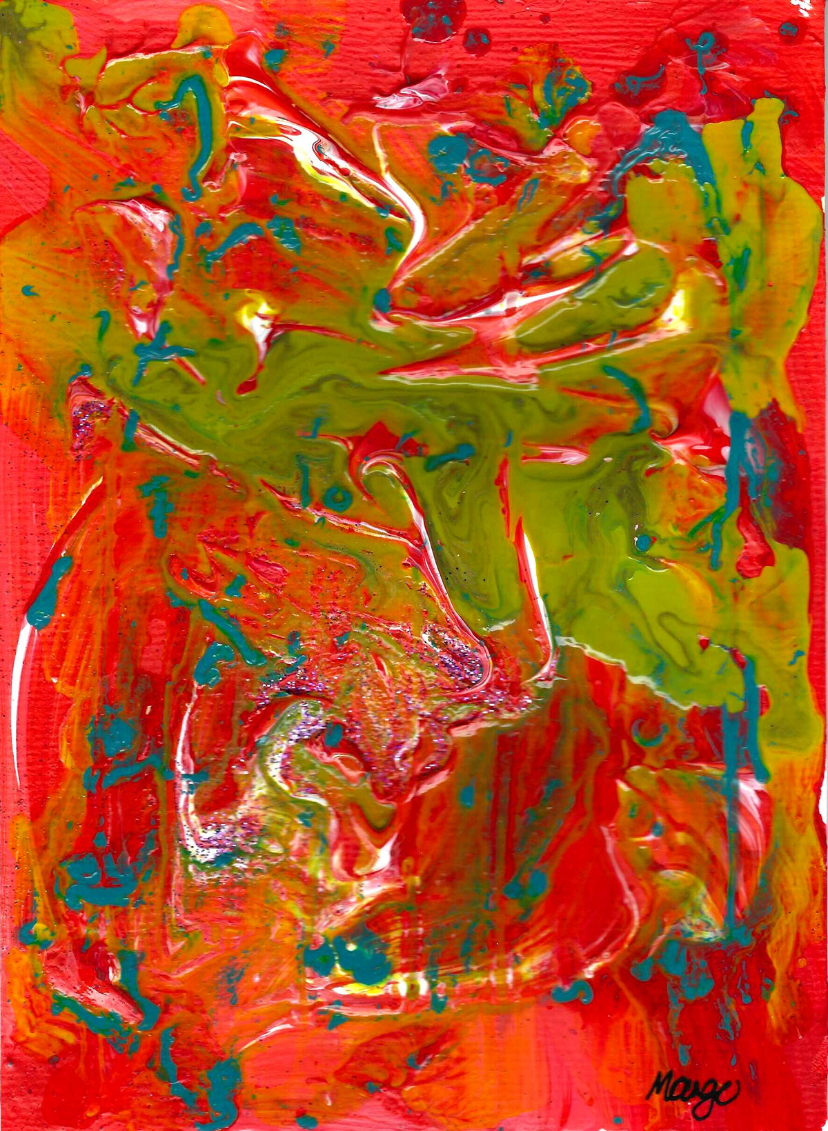 Pineapple Eclipse 1, A5 with white A4 frame picture mount, original painting