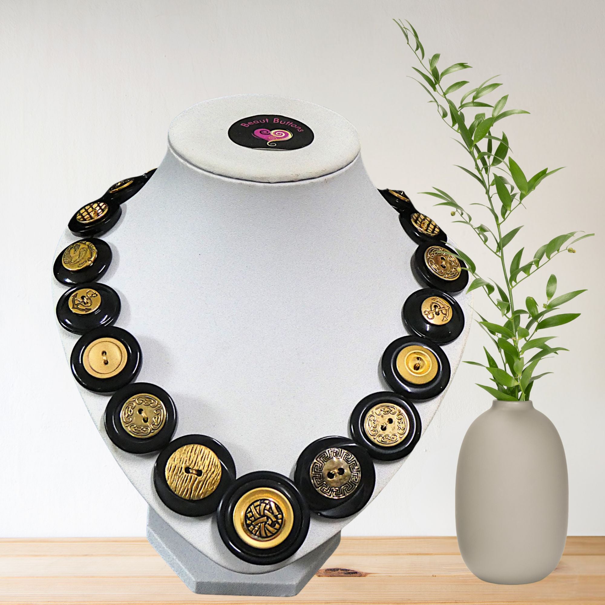 Black and Gold Statement Necklace - Black Beauty