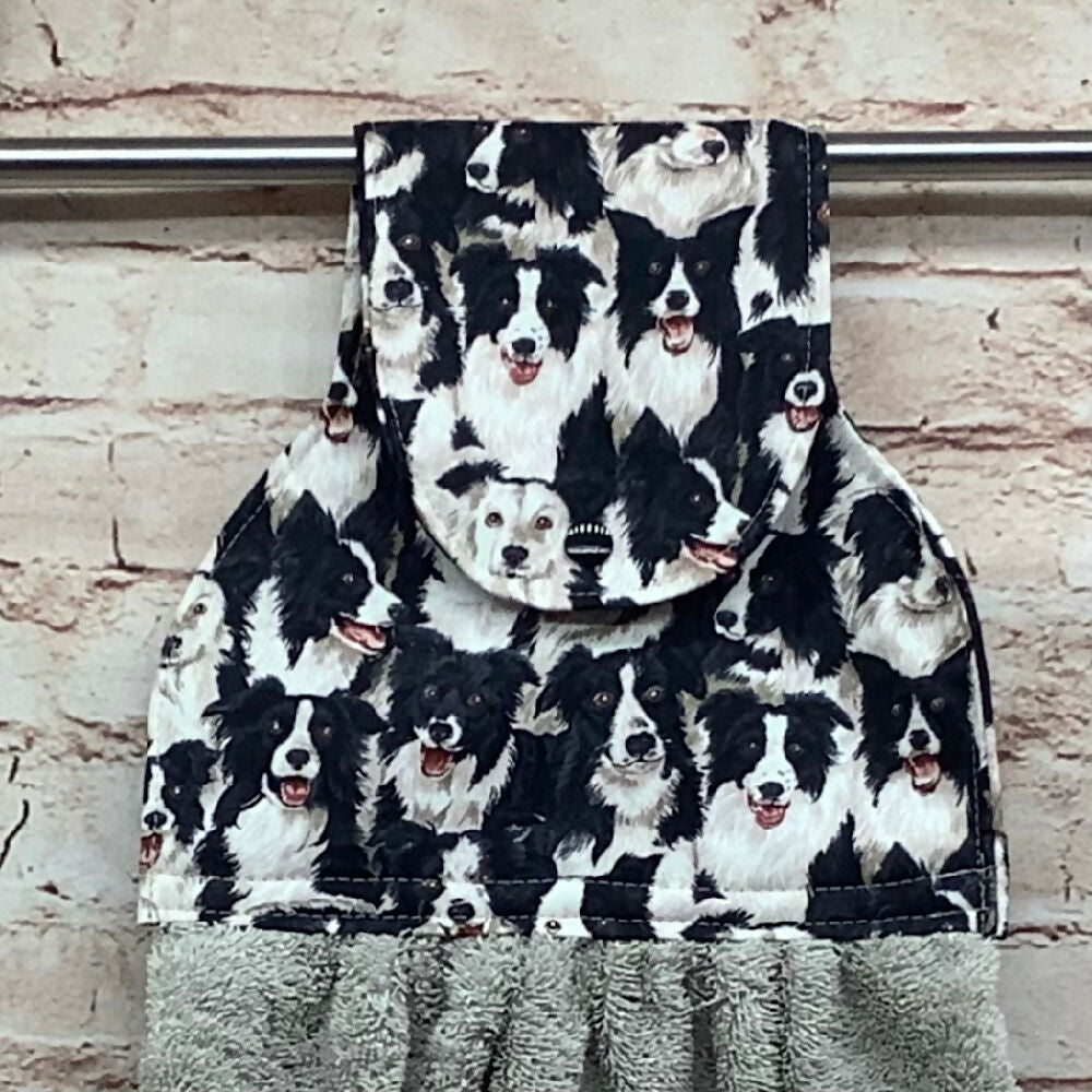 Border Collie Dogs hanging hand towel - 2 Designs