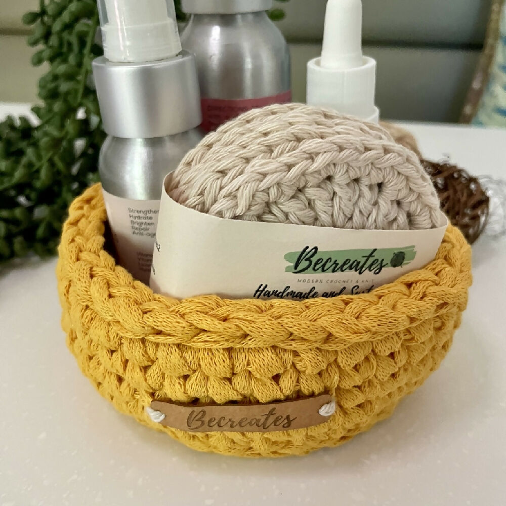 Crochet handmade basket | Home Decor | Mustard Mini