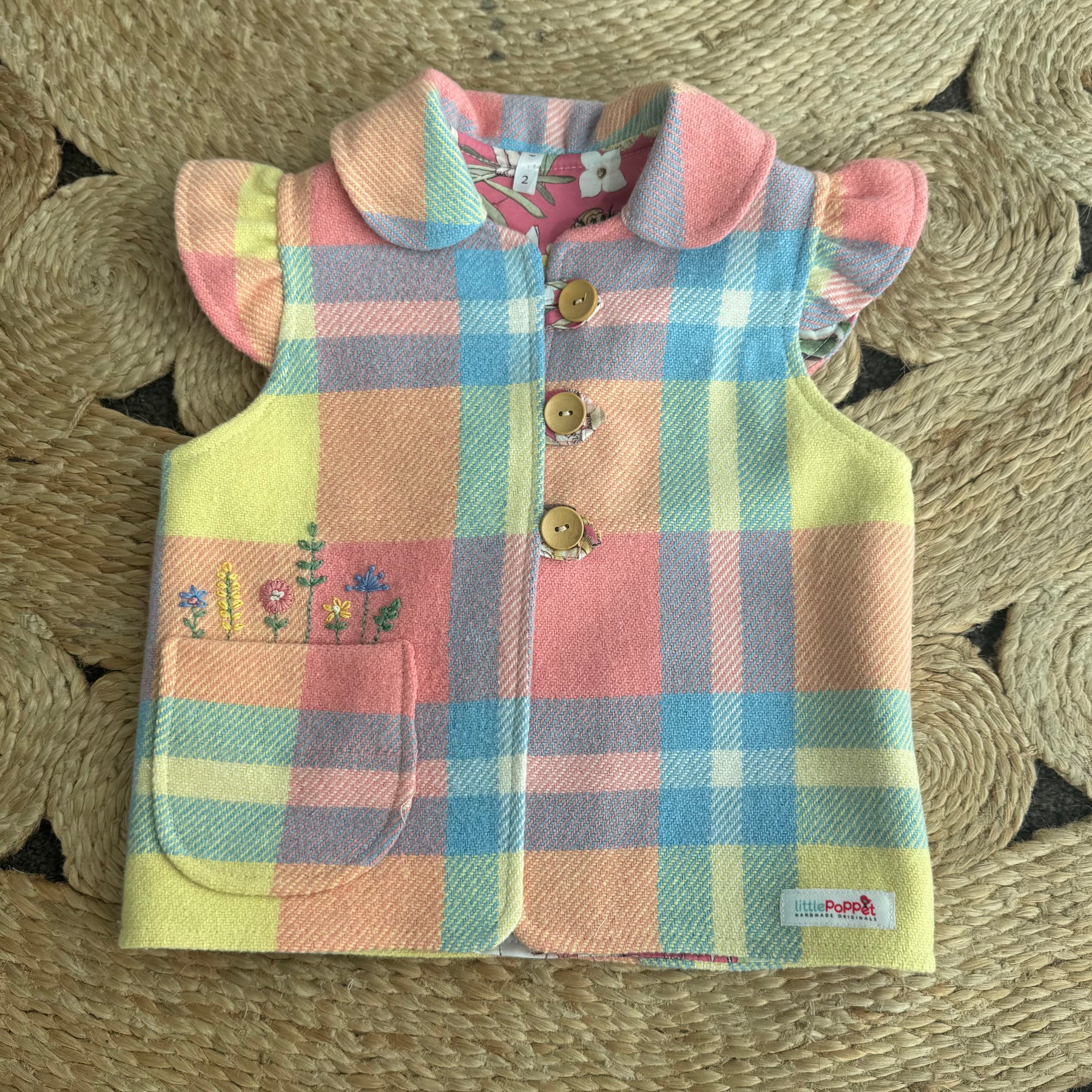 Hand Embroidered Girls Blanket Vest