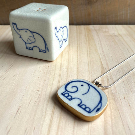 Repurposed Salt & Pepper Shaker Necklace - Elephant