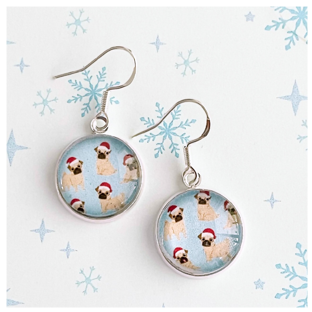 Pug Christmas Earrings just for Fun