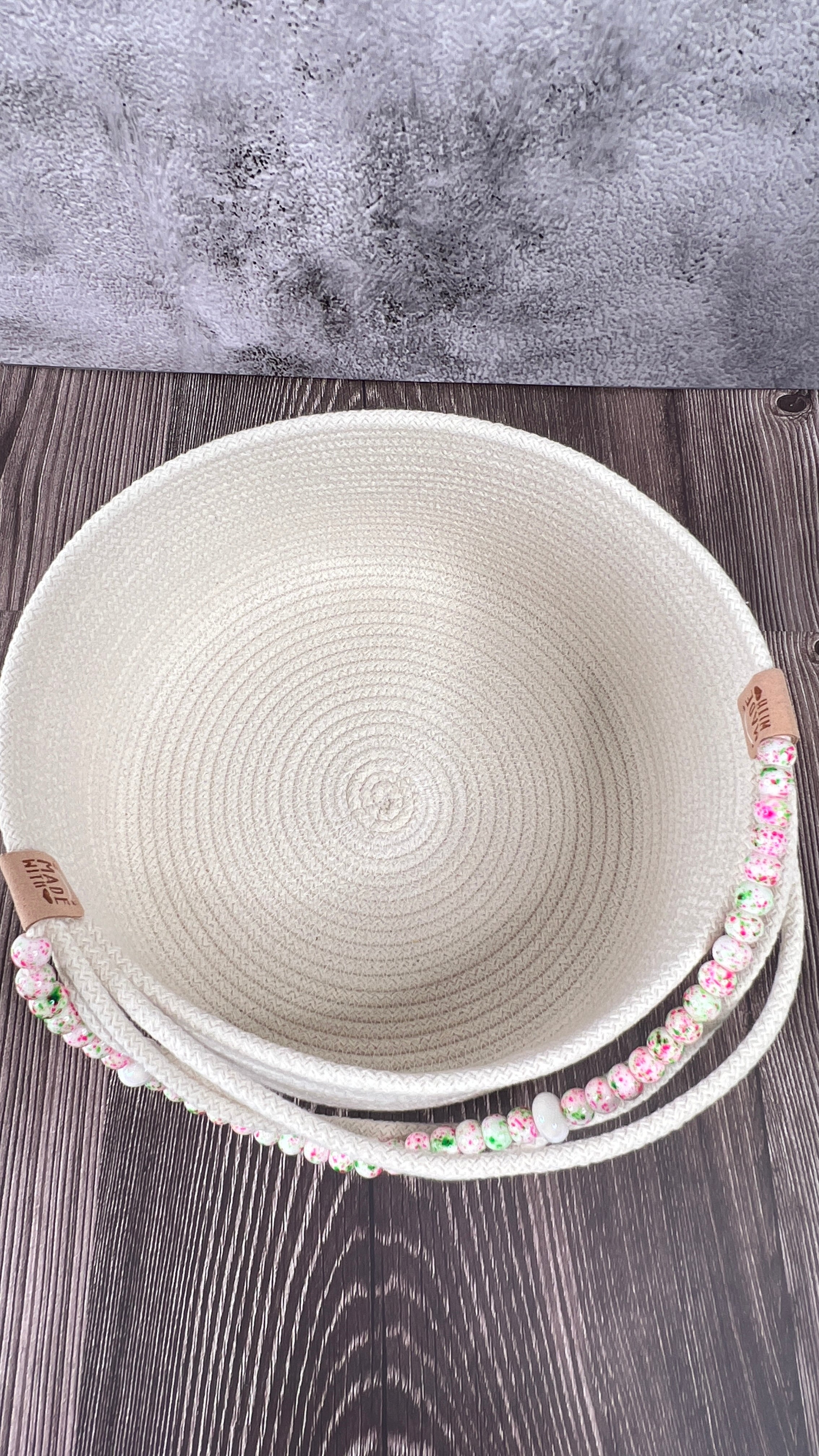 Rope Basket with Decorative Bead Detail
