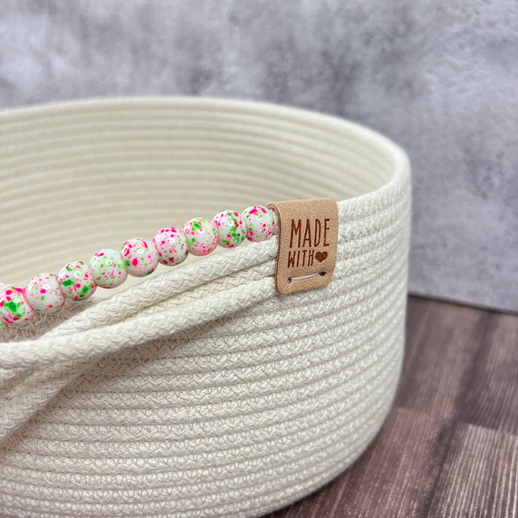 Rope Basket with Decorative Bead Detail