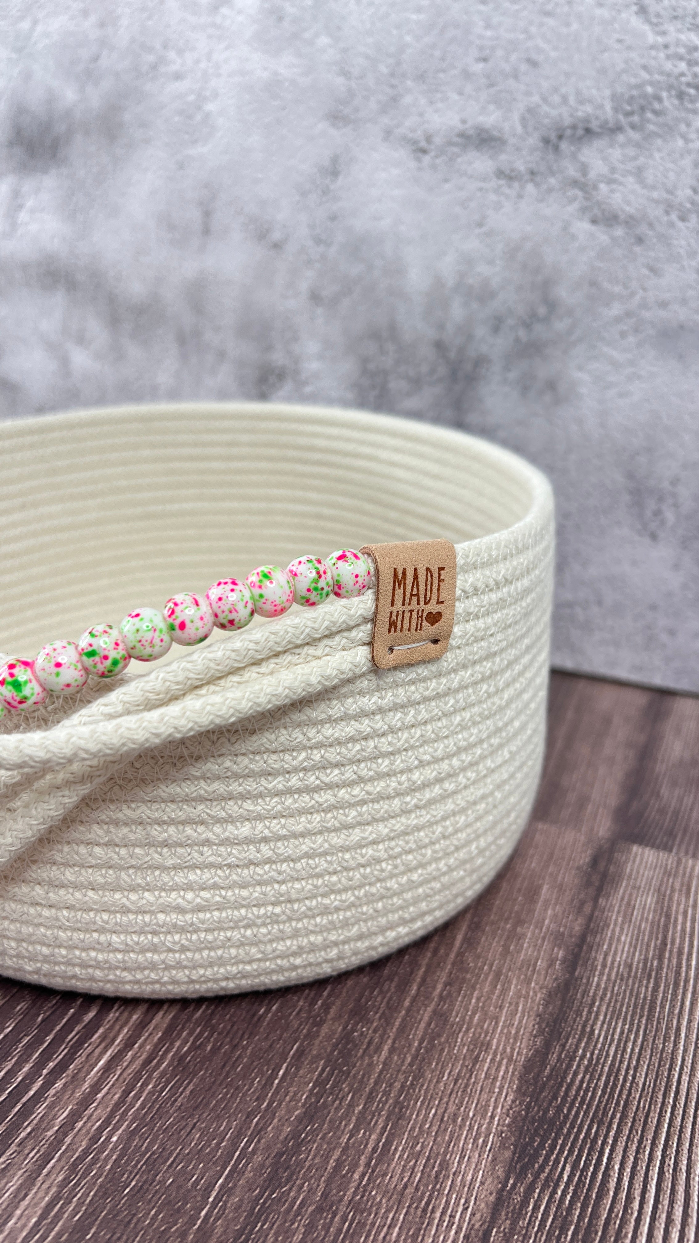 Rope Basket with Decorative Bead Detail