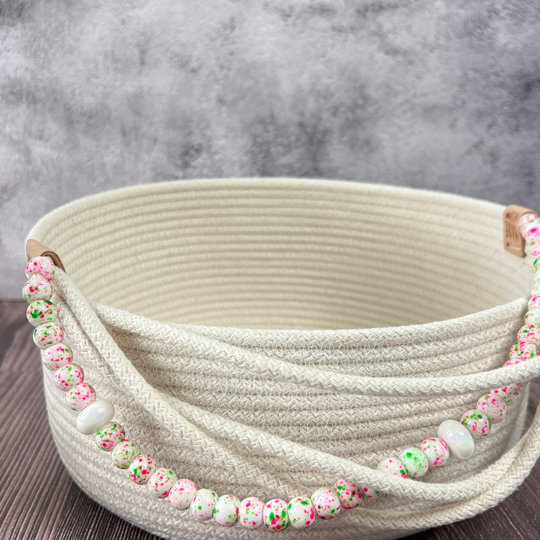 Rope Basket with Decorative Bead Detail