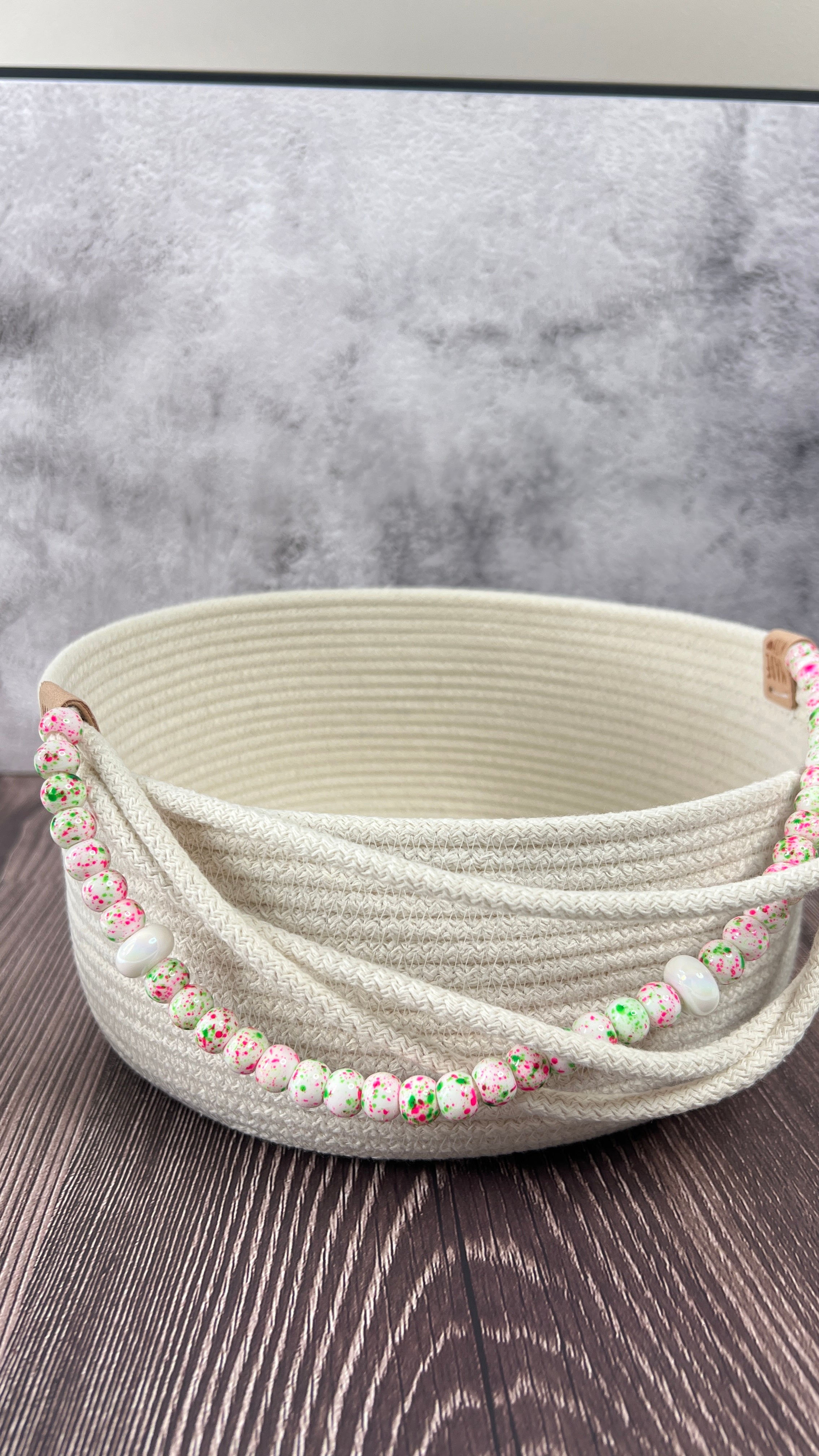 Rope Basket with Decorative Bead Detail