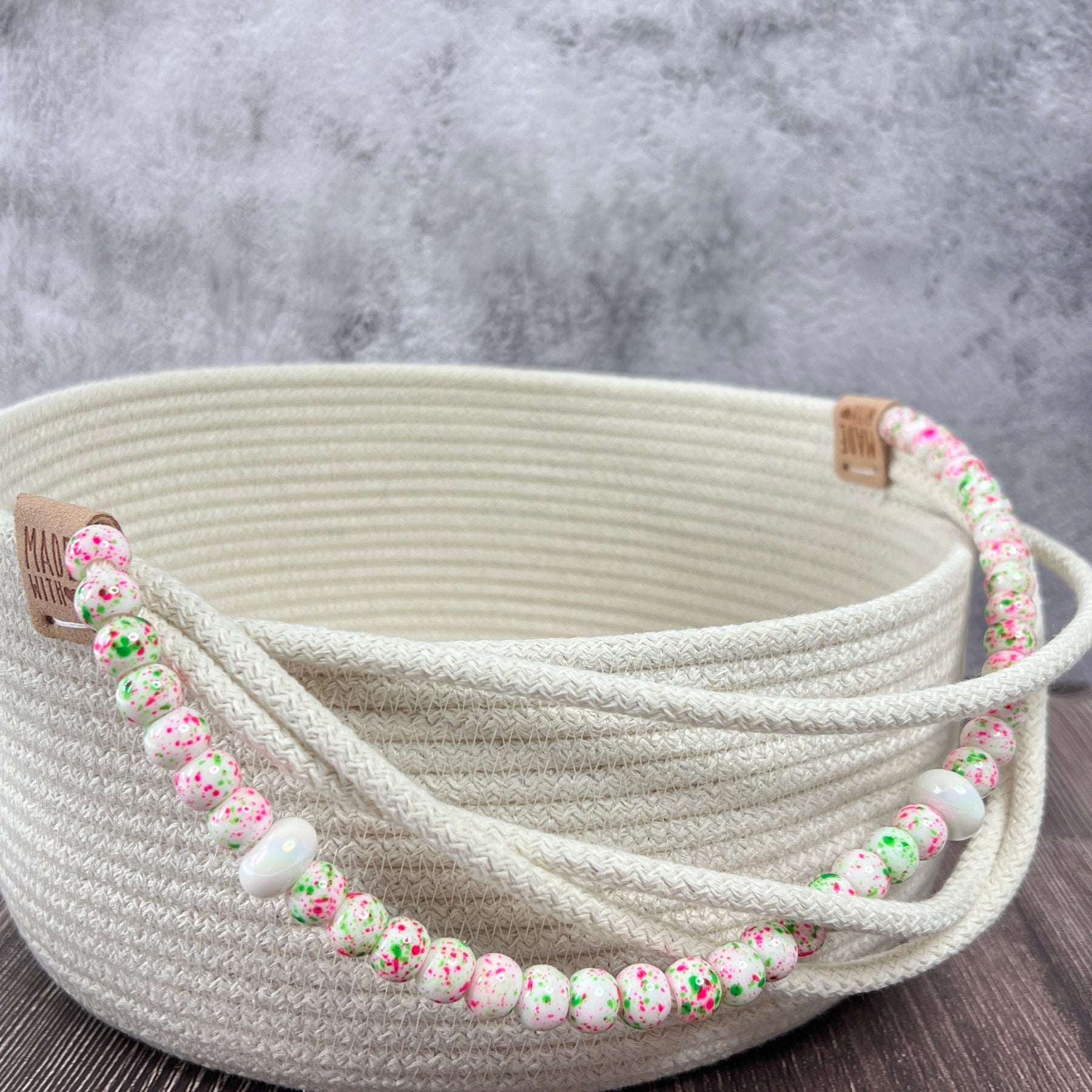 Rope Basket with Decorative Bead Detail