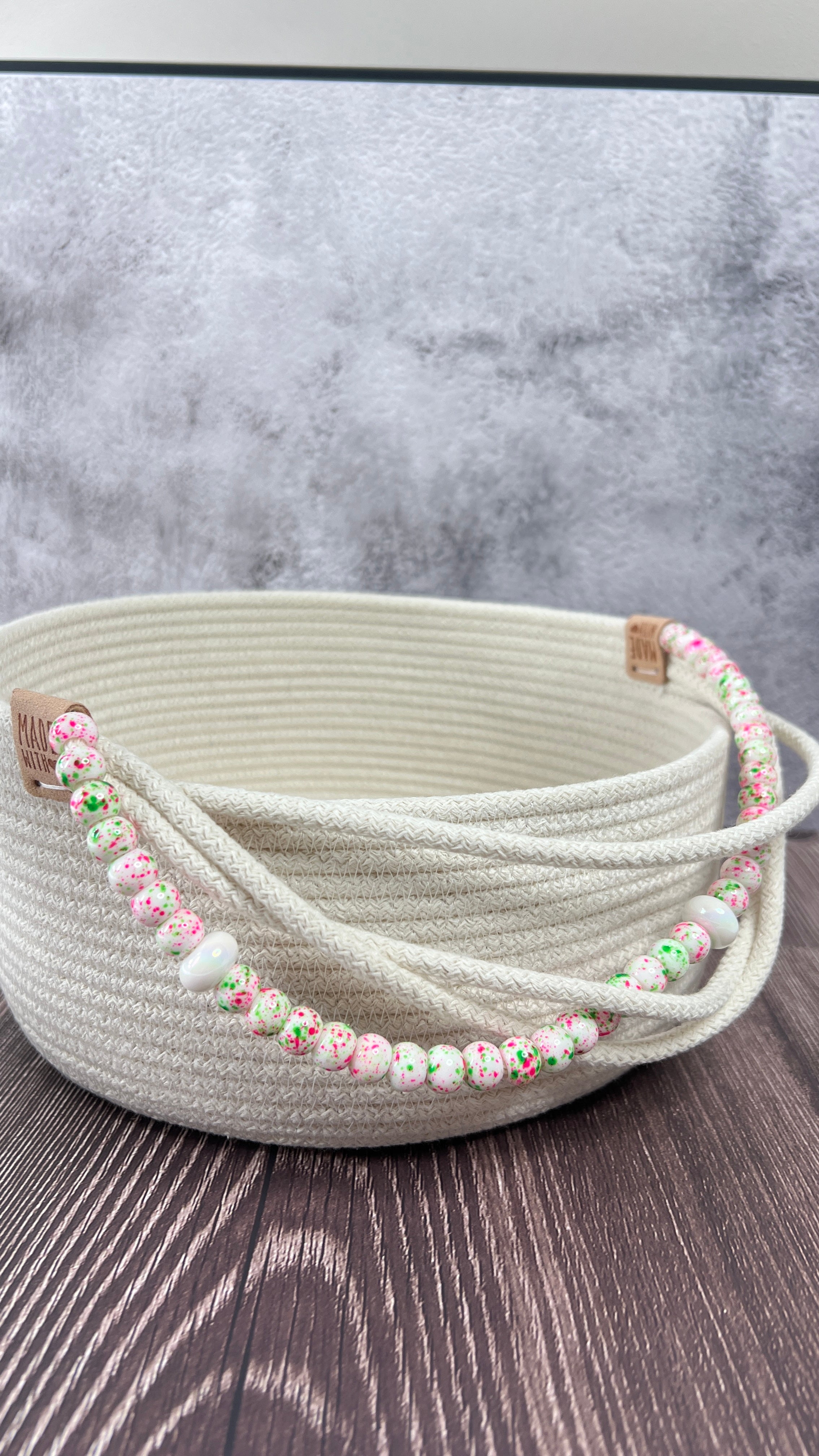 Rope Basket with Decorative Bead Detail