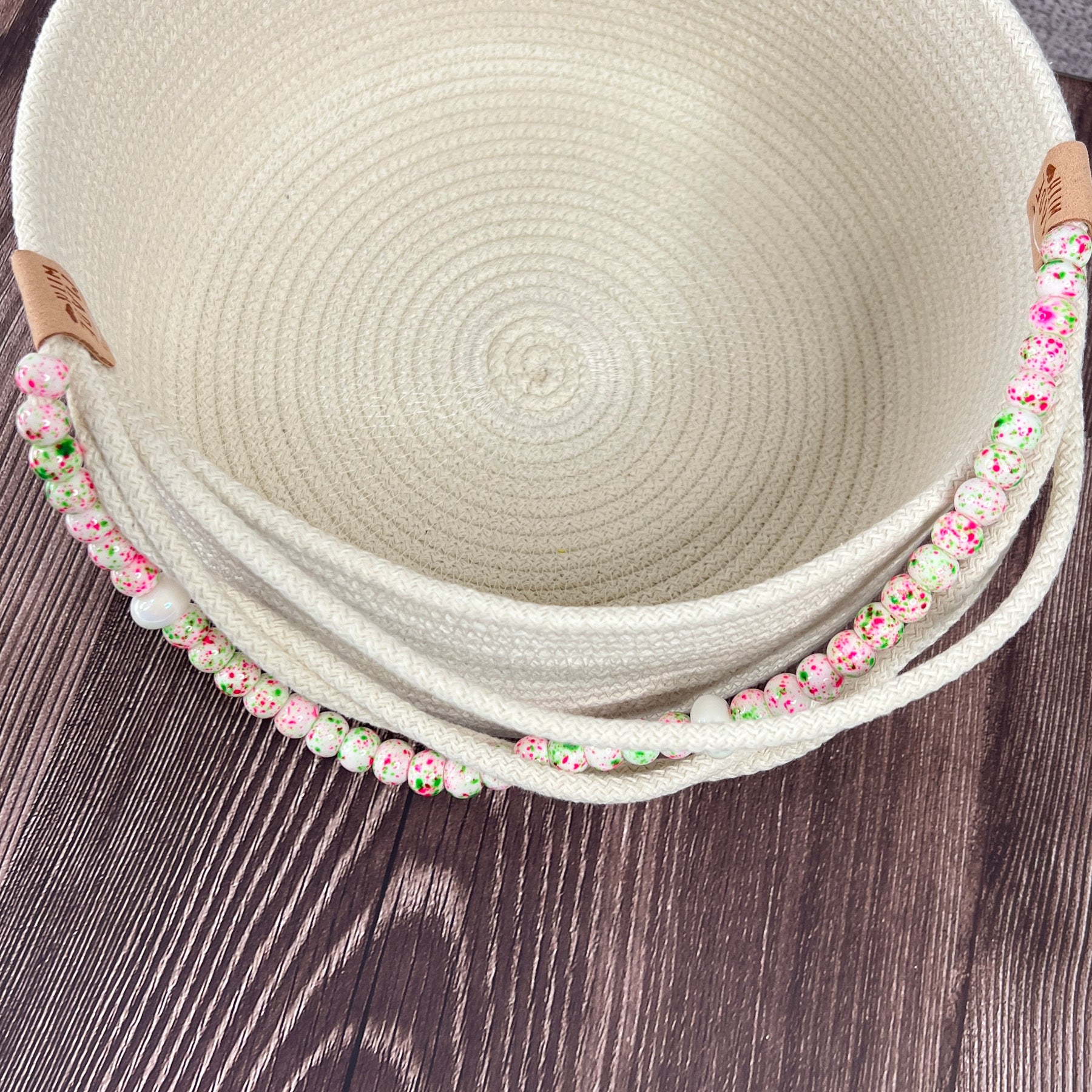 Rope Basket with Decorative Bead Detail