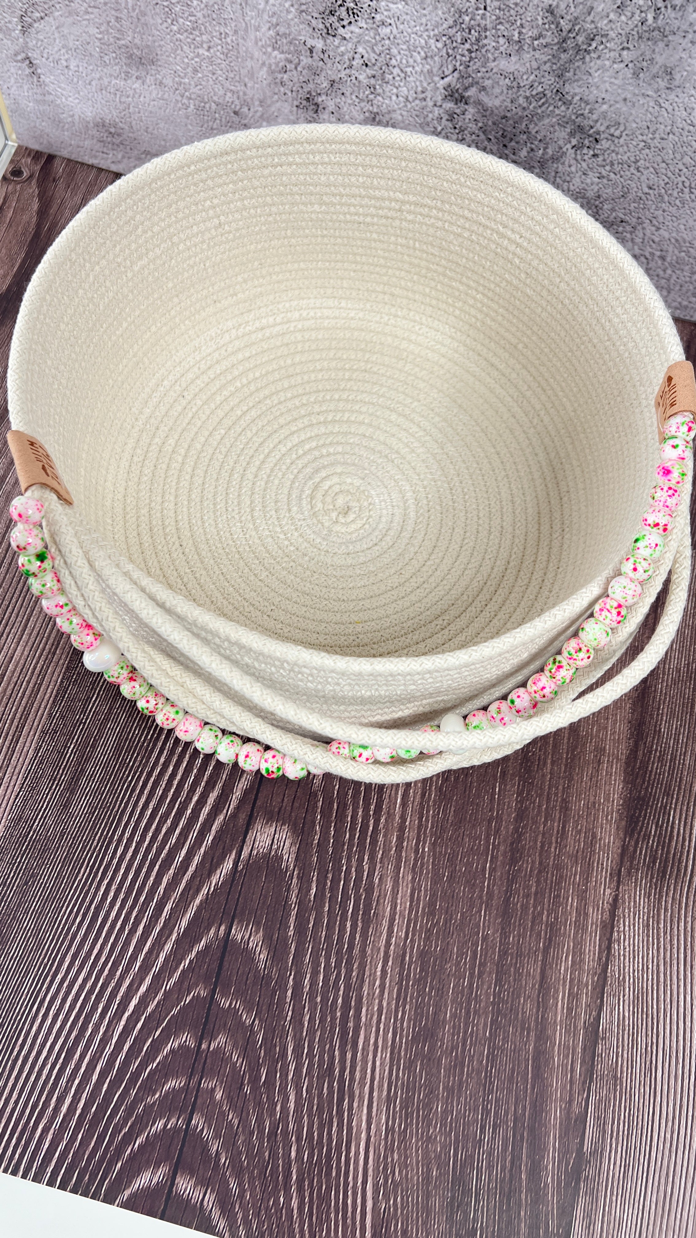 Rope Basket with Decorative Bead Detail