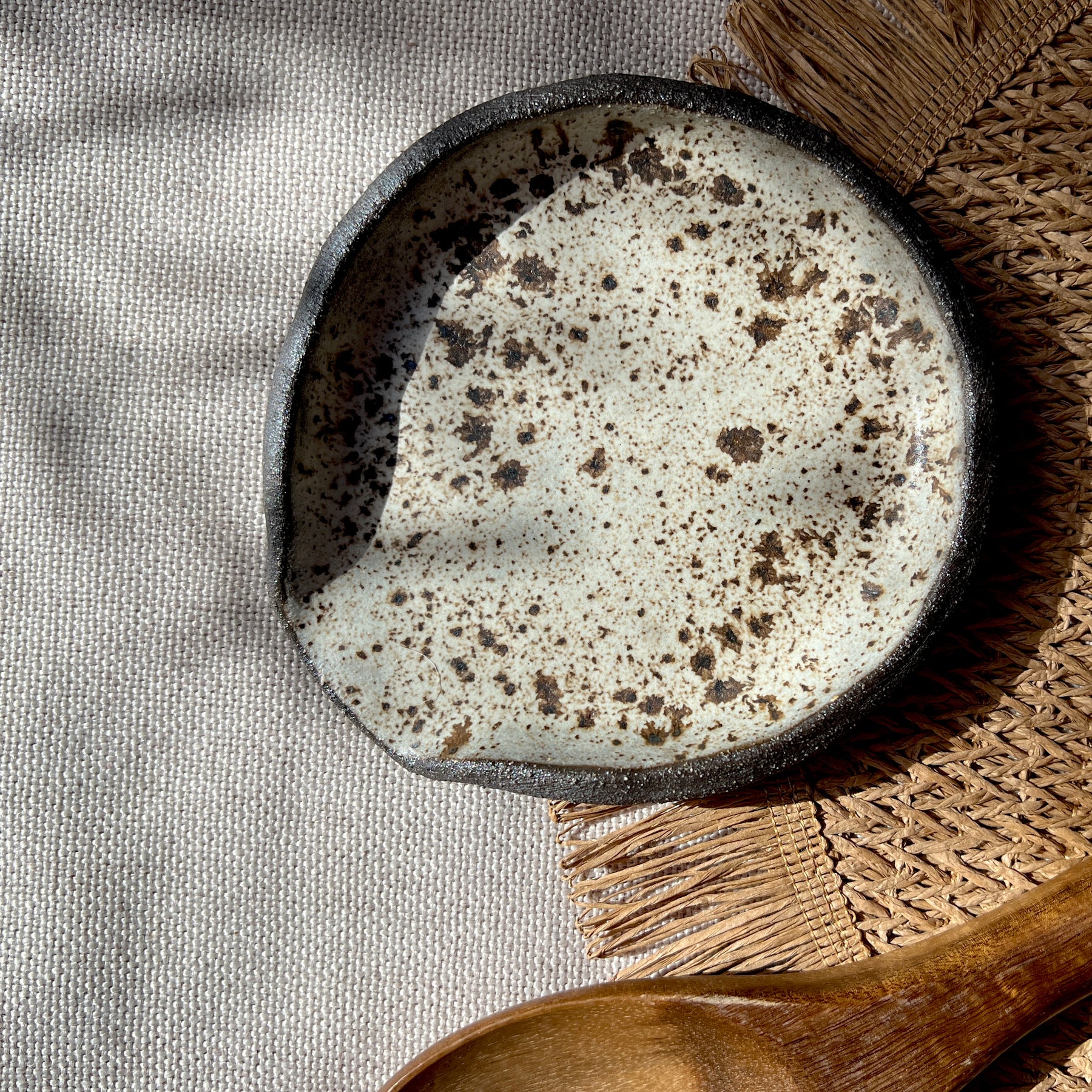 Handmade Ceramic Spoon Rest – Winter Woods Collection, Rustic Speckled Stoneware, Artisan Pottery