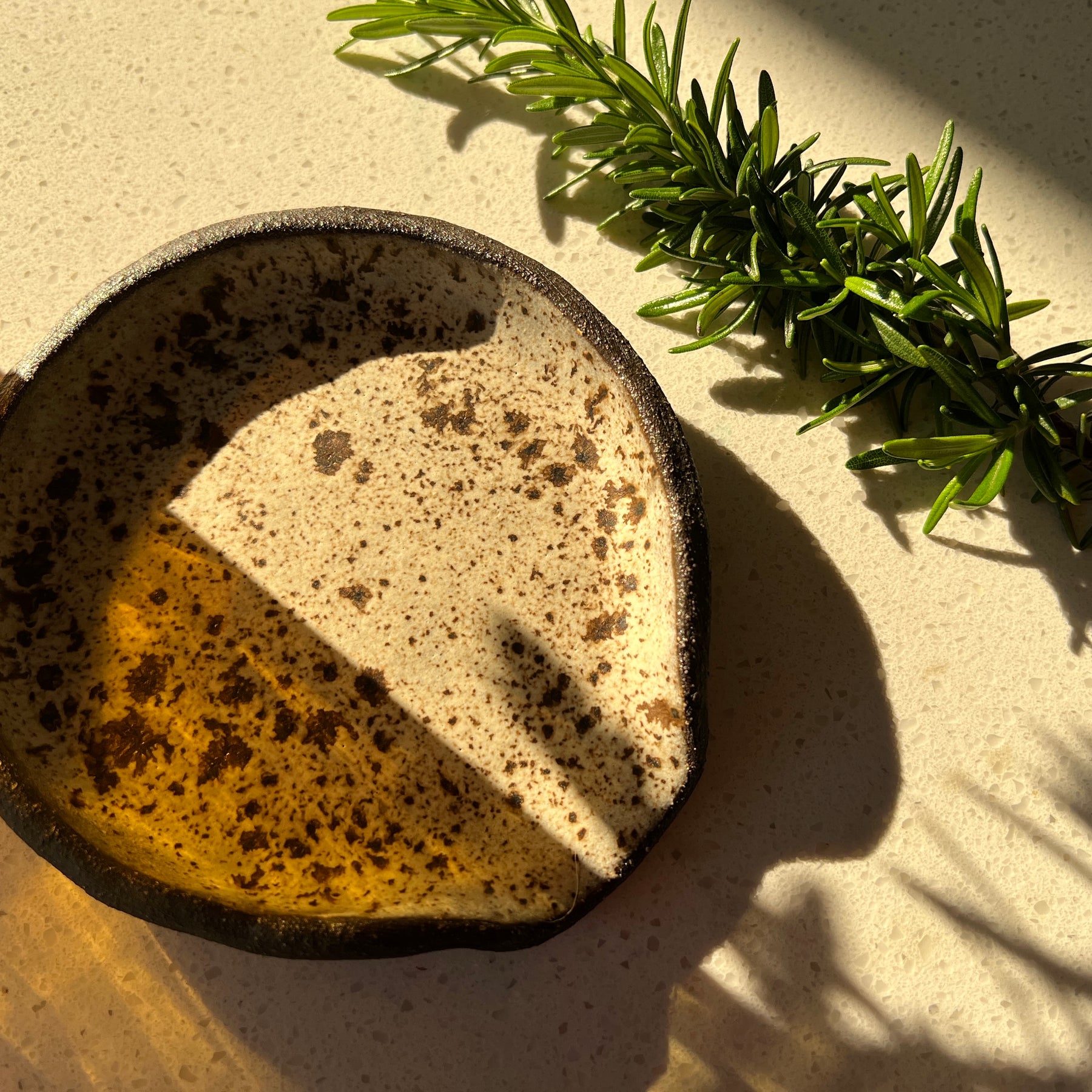 Handmade Ceramic Spoon Rest – Winter Woods Collection, Rustic Speckled Stoneware, Artisan Pottery