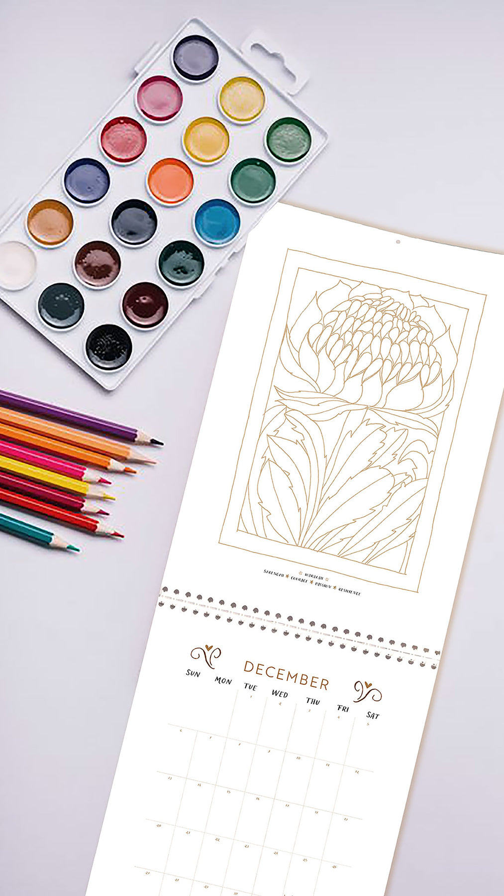 Colouring in Calendar – Australian Native Birth Flower 2026