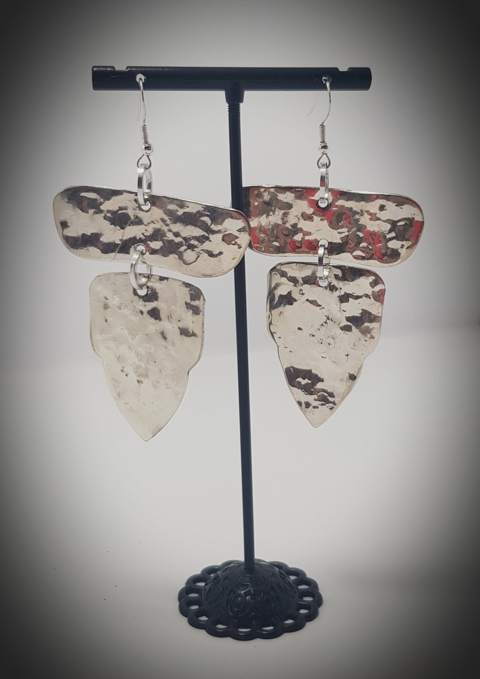 Bit of Bling, large silver hanging earrings #693AM/E