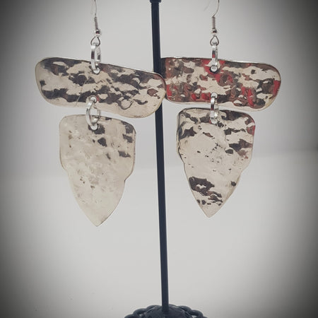 Bit of Bling, large silver hanging earrings #693AM/E