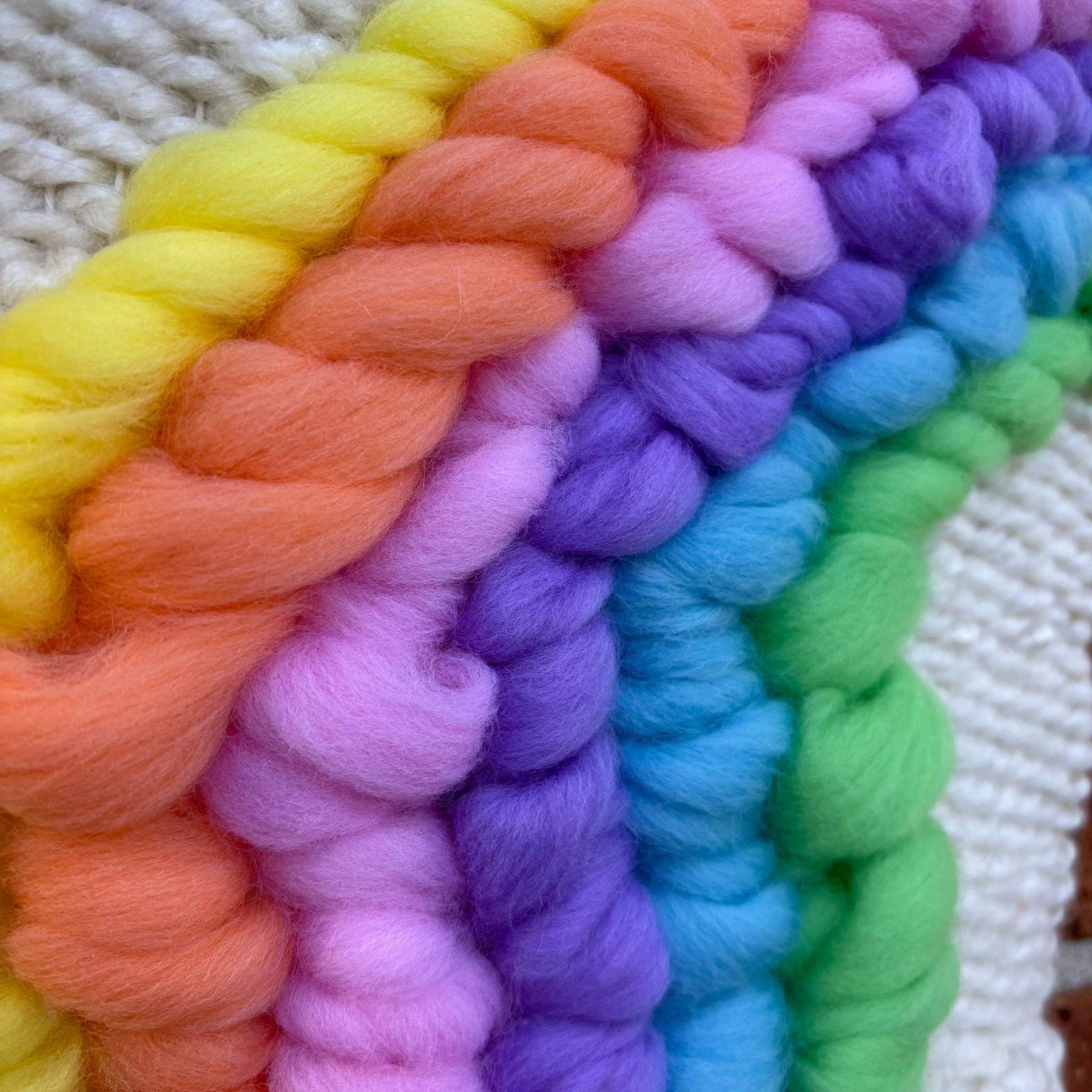 Rainbow textured handwoven wall hanging