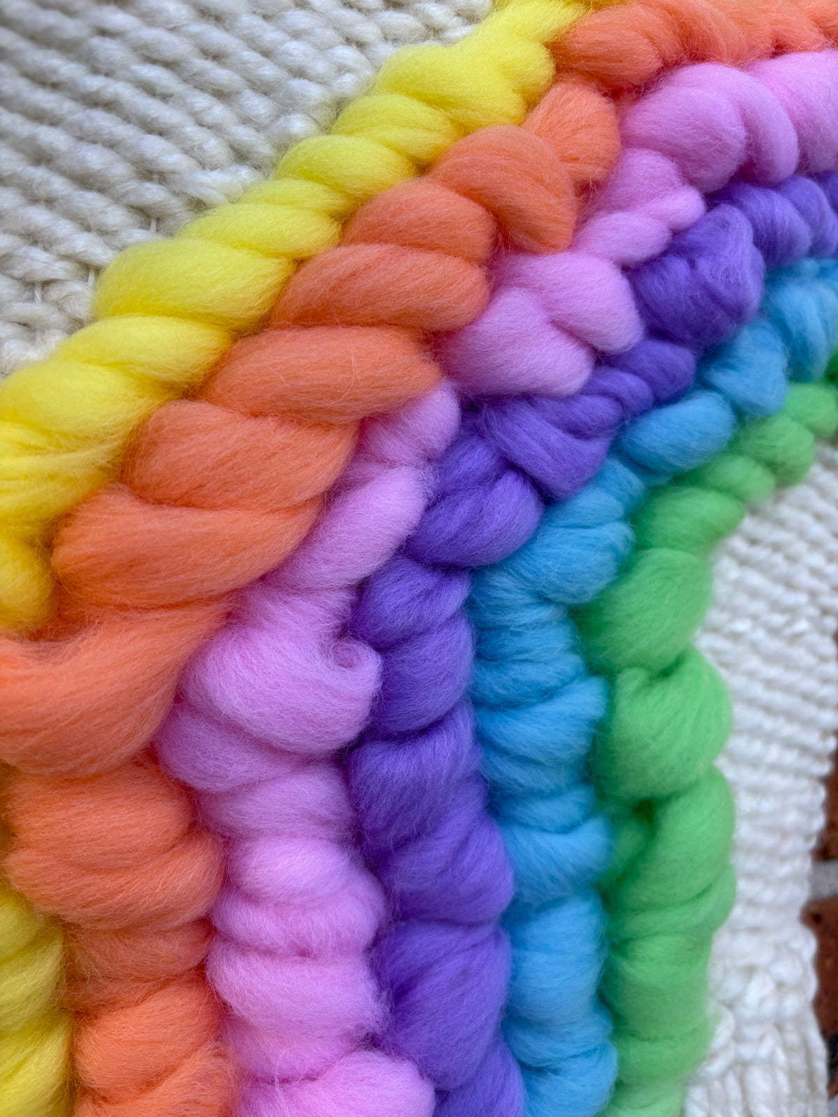 Rainbow textured handwoven wall hanging