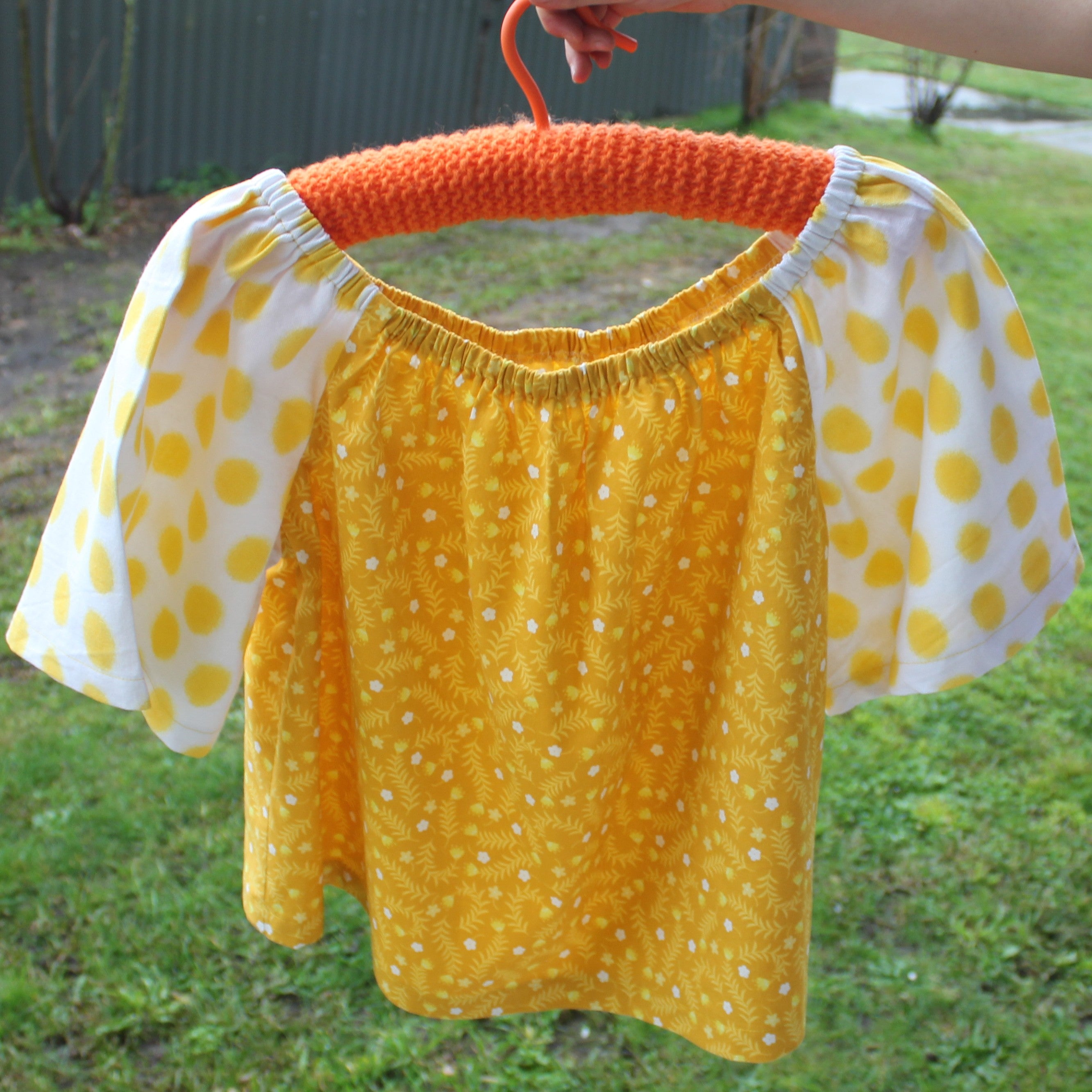 Womens Peasant Top, Small, Polkadots/Floral, Cotton