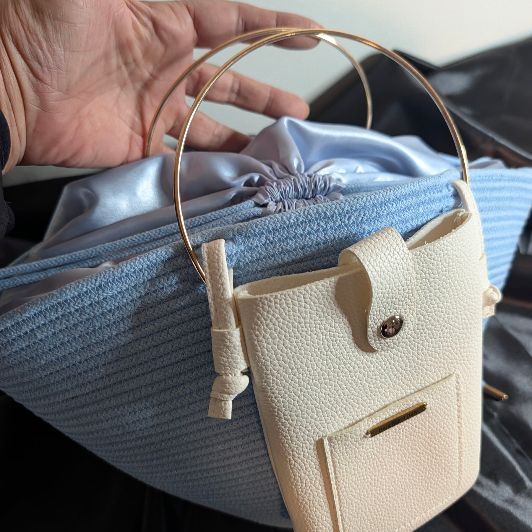Sky Medium Handmade Cotton Cord Statement Handbag
