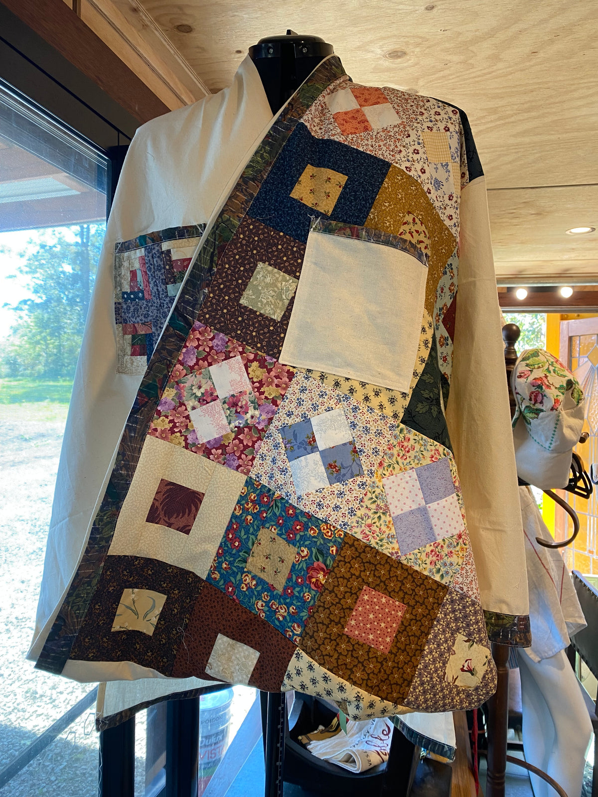 Upcycled patchwork made on Issay Miyake pattern