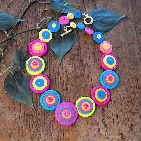 Button necklace - Summertime