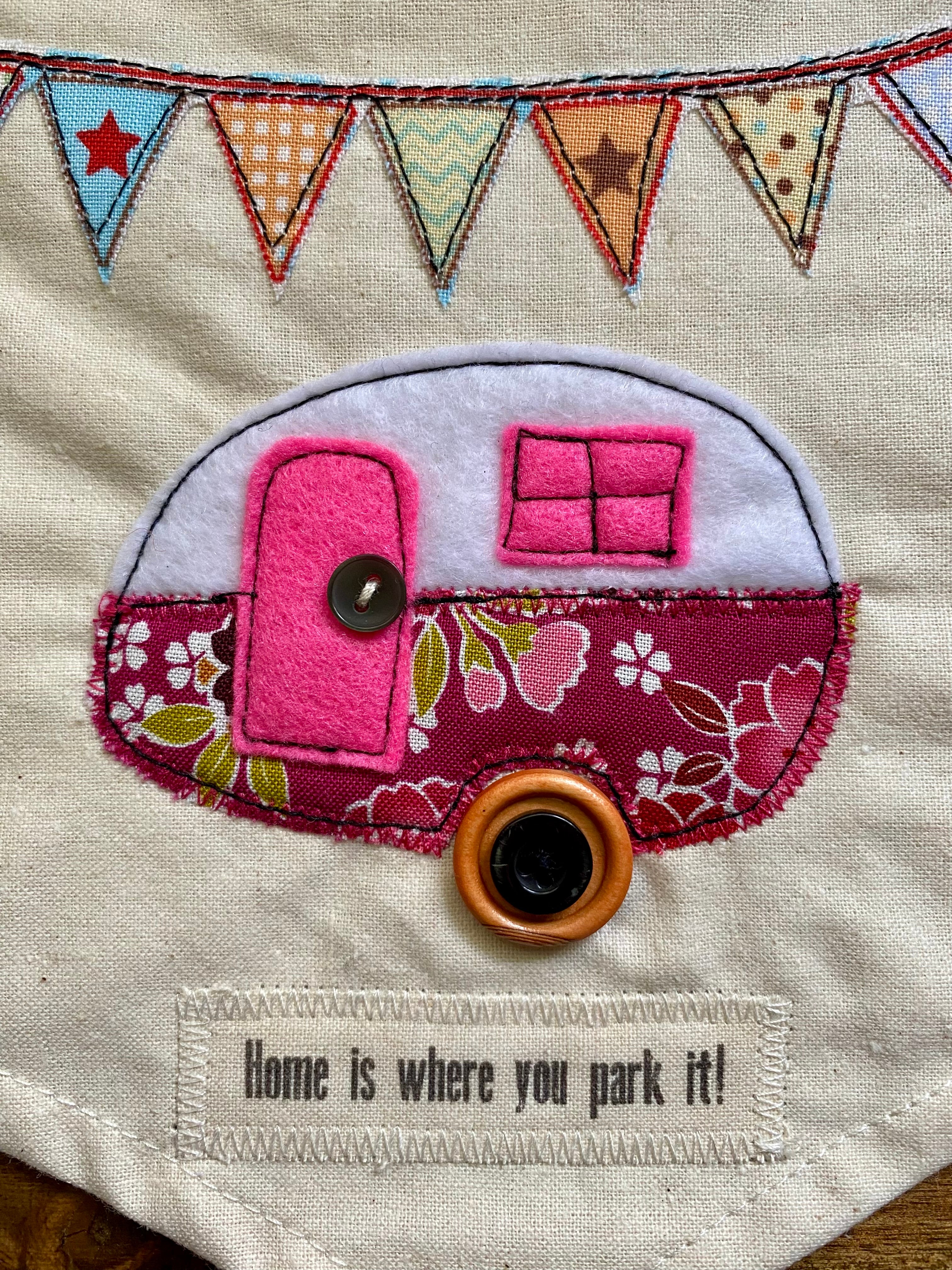 Caravan Banner - Home is where you park it! Pink