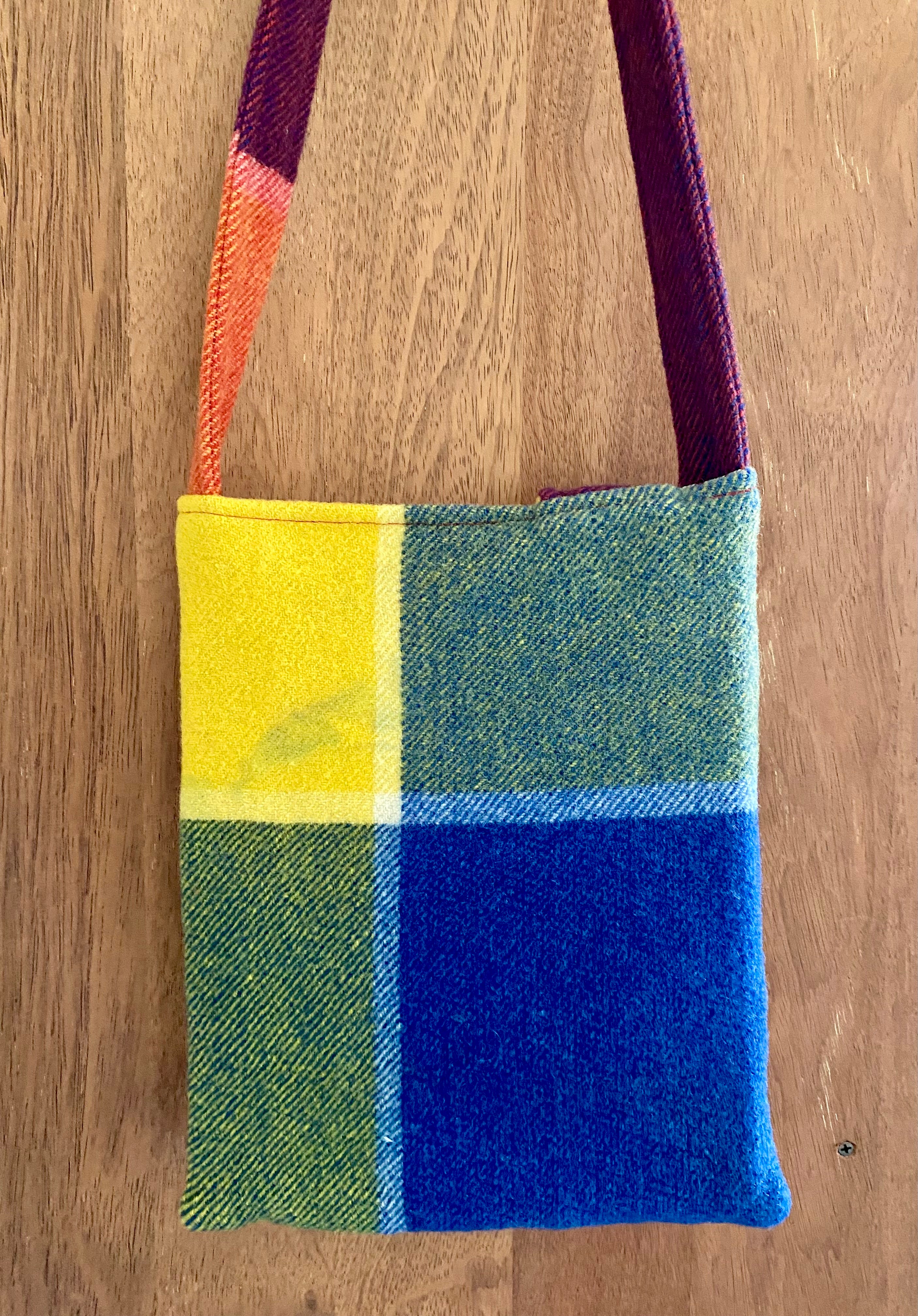 Upcycled Woollen Blanket - Cross Body Bag - Brights