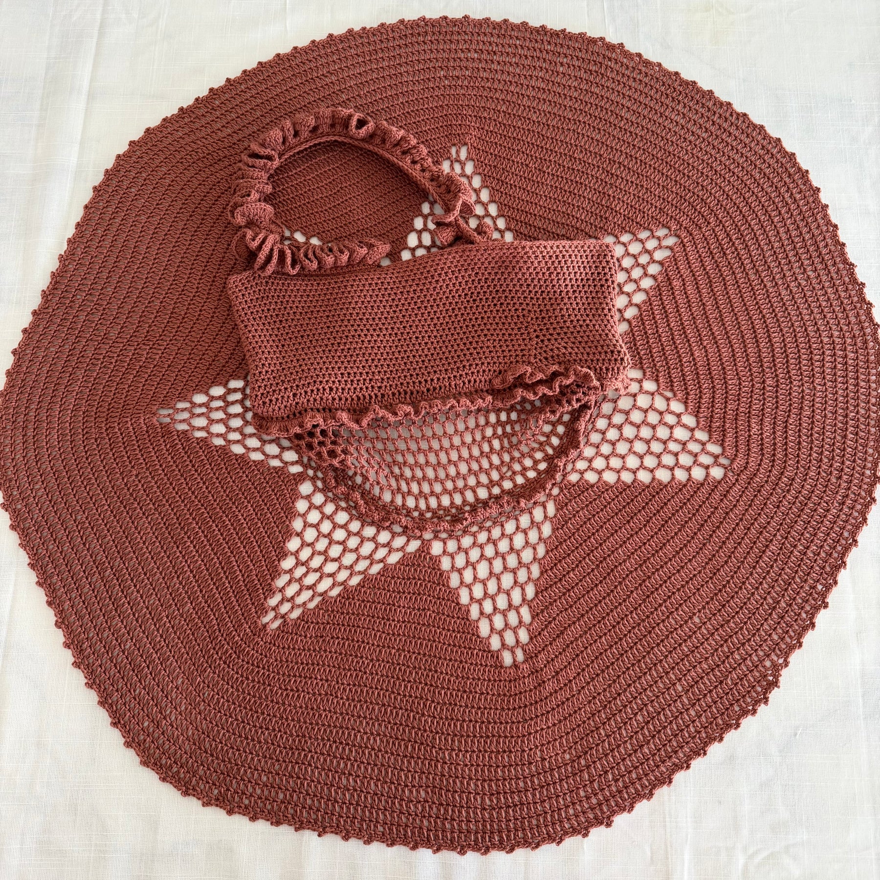 Chocolate Ruffle Crochet Dress