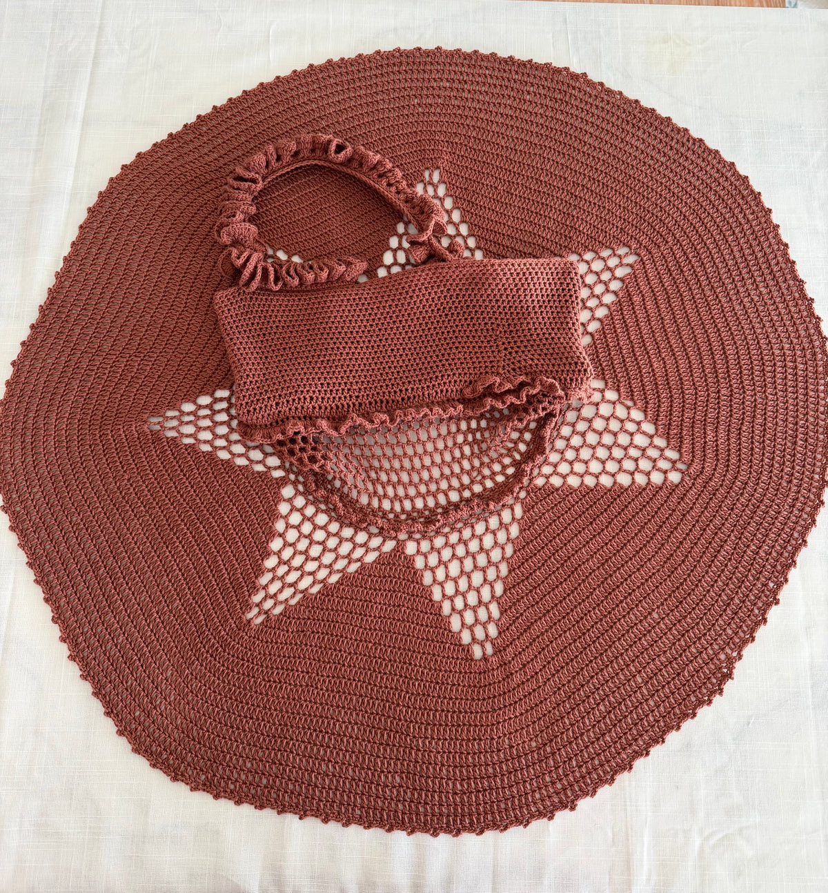 Chocolate Ruffle Crochet Dress